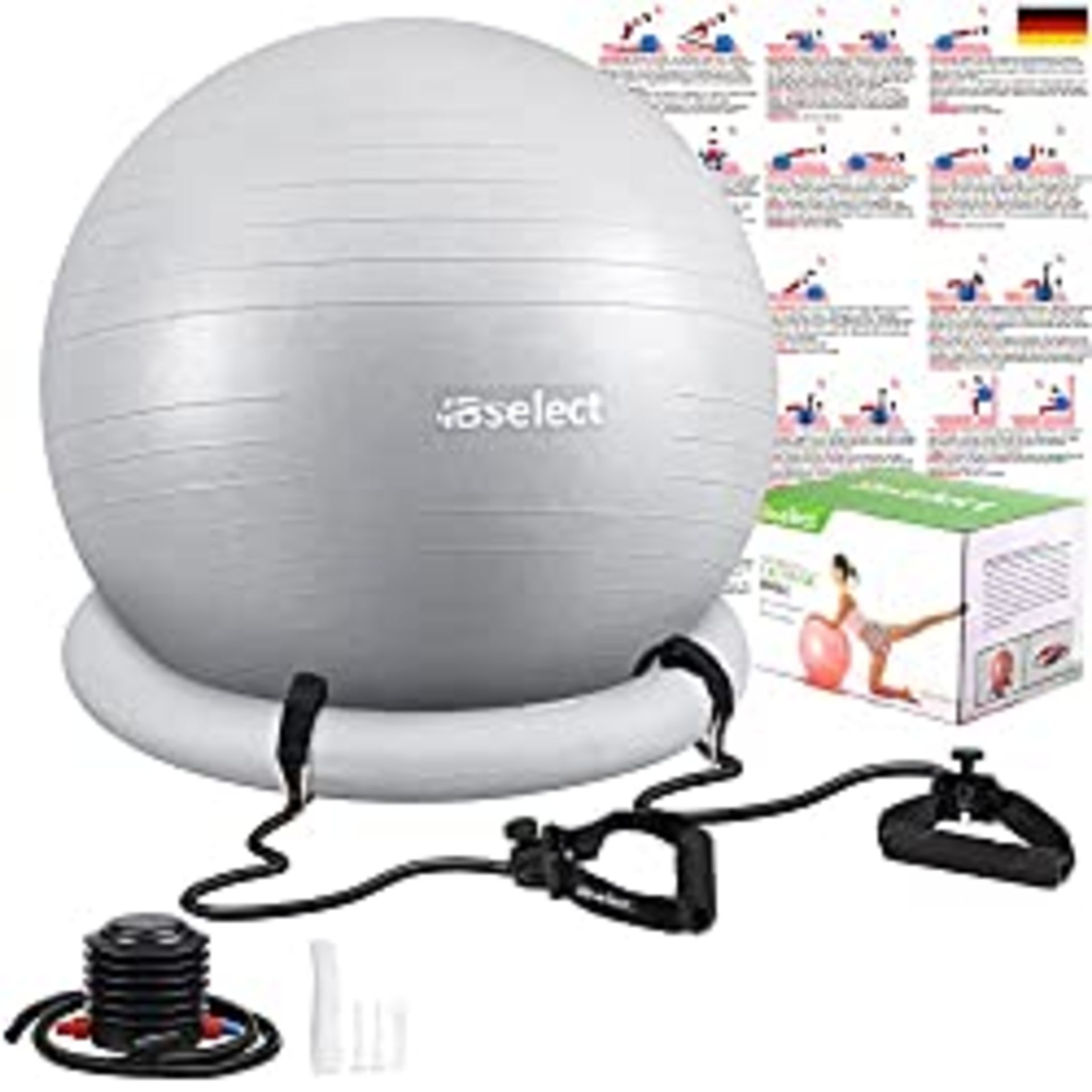 RRP £16.74 Exercise Ball Chair &Anti-Slip Stability Base & Resistance Bands