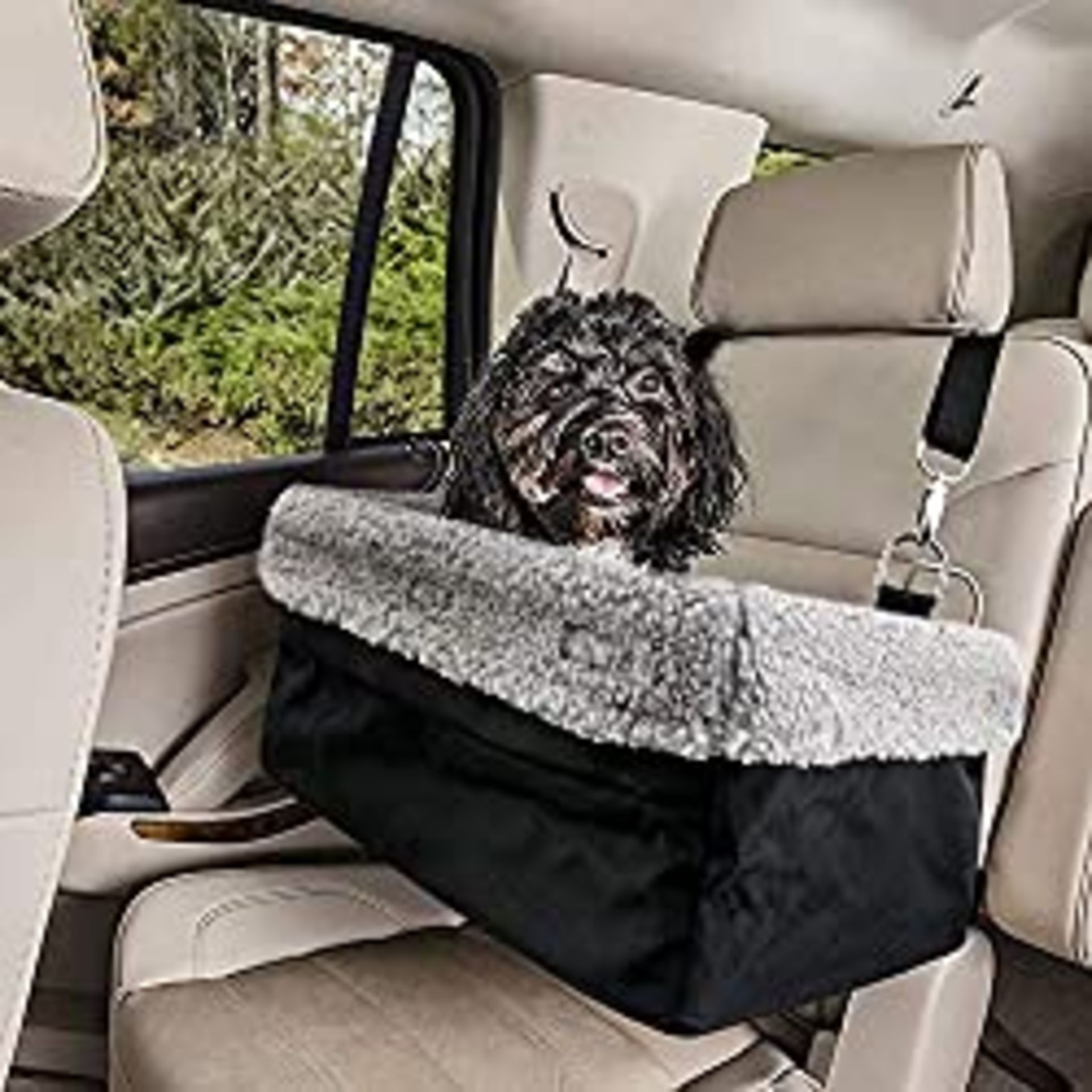 RRP £44.65 Dog Booster Car Seat with Clip On Safety Leash and Zipper Storage Pocket