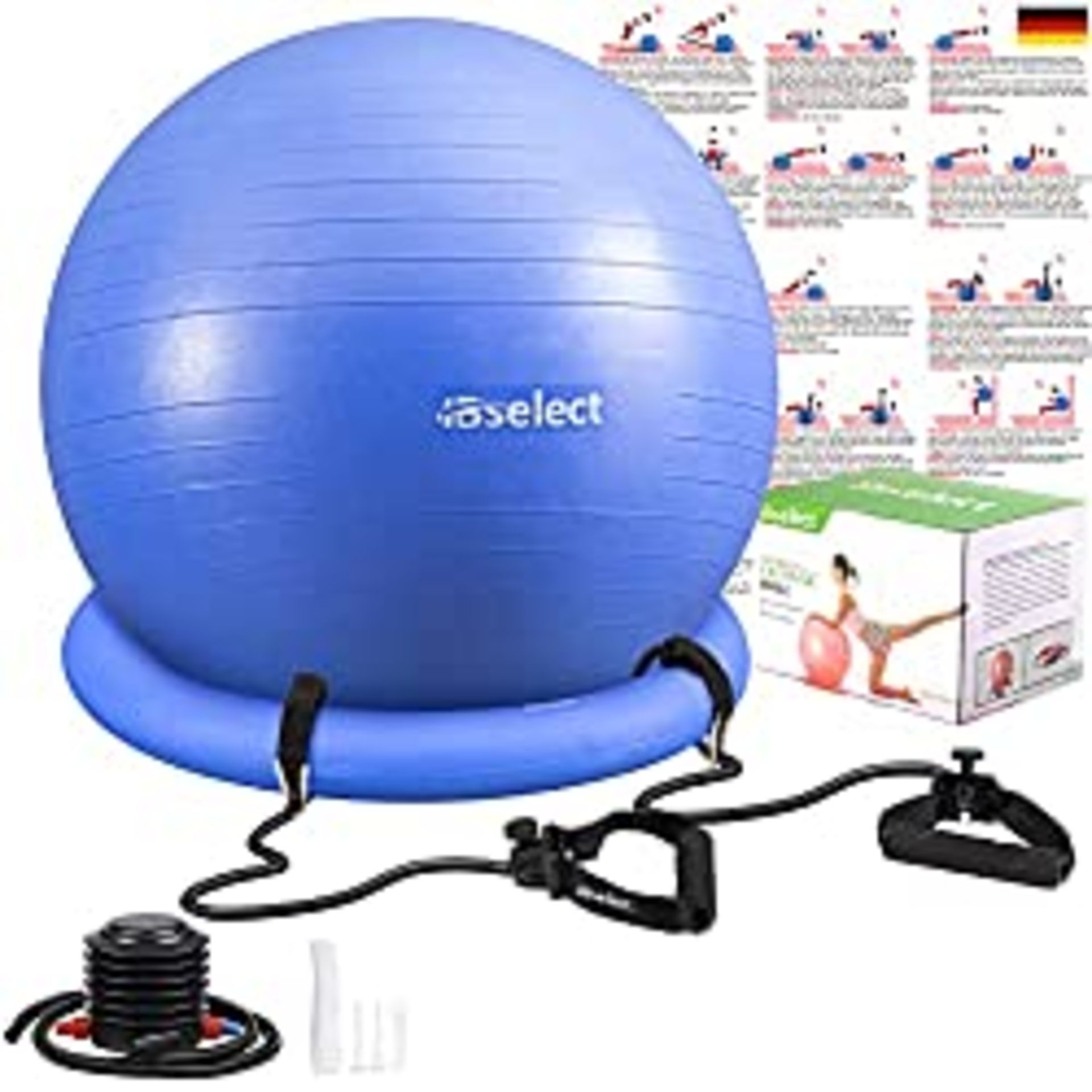 RRP £20.09 Exercise Ball Chair &Anti-Slip Stability Base & Resistance Bands