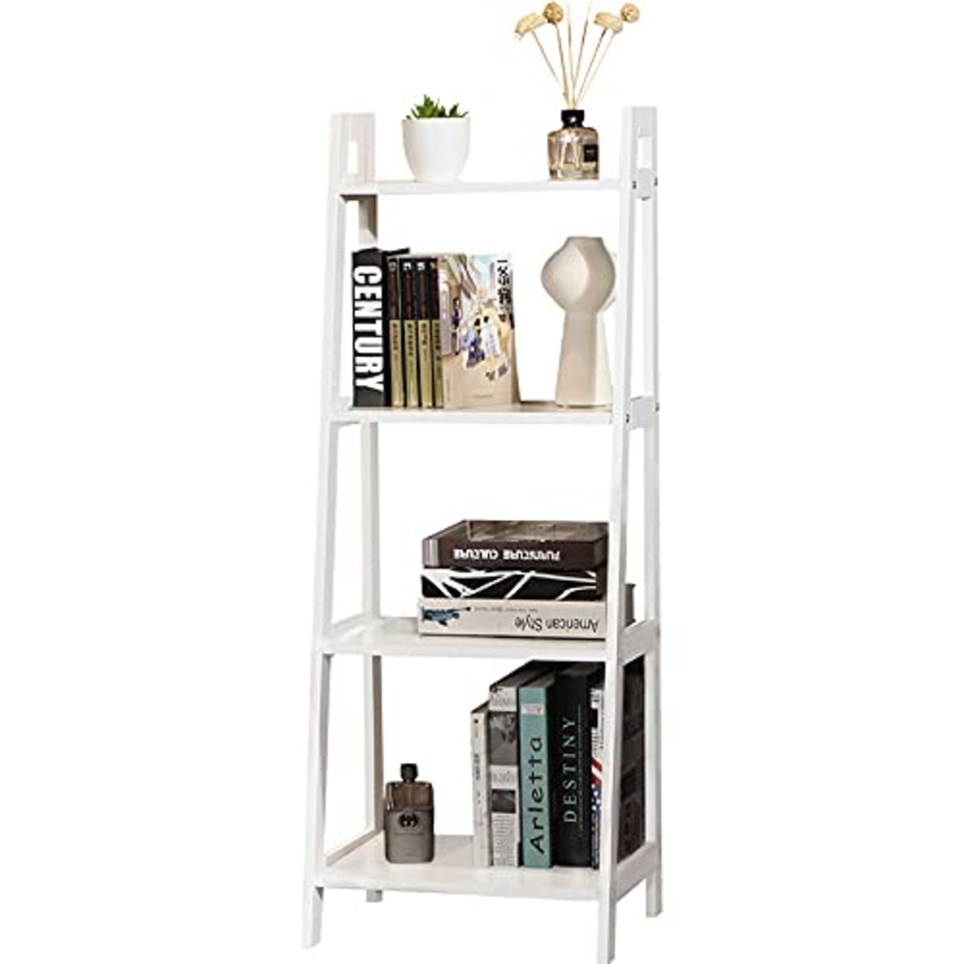 RRP £44.65 4 Tier Waterproof White Ladder Shelf Bookcase Display - Image 2 of 4