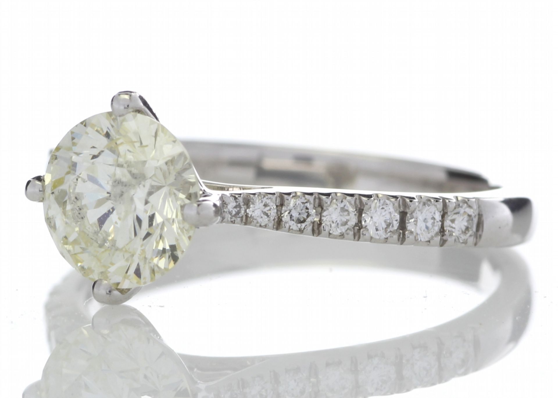 18ct White Gold Solitaire Diamond Ring With Stone Set Shoulders (1.15) 1.30 Carats - Valued By - Image 2 of 5