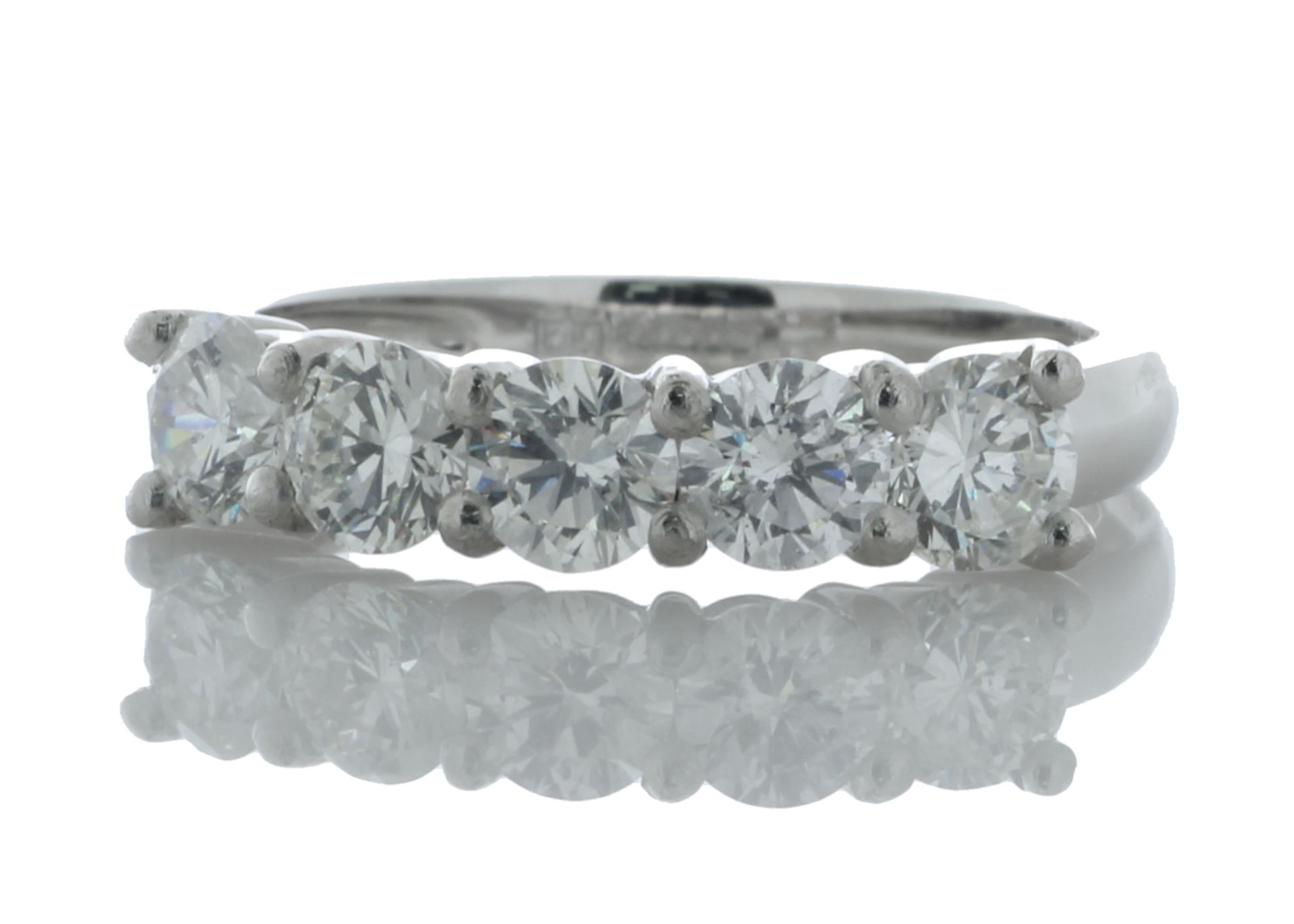 Platinum Claw Set five stone Diamond Ring 1.25 Carats - Valued By GIE £8,395.00 - Five round - Image 2 of 5