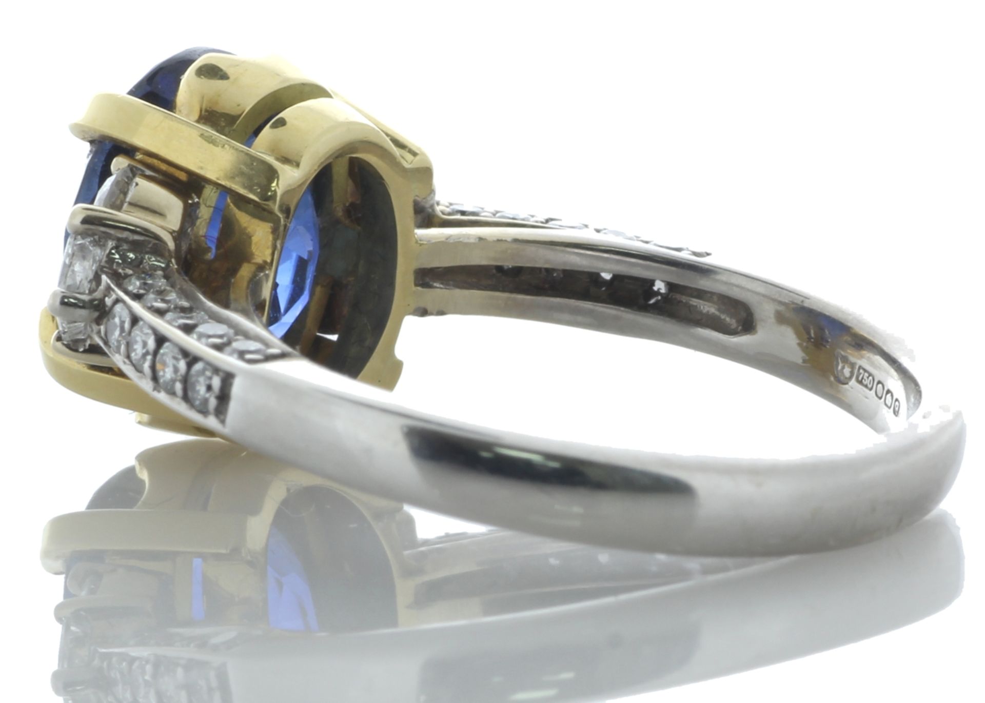 18ct White Gold With Stone Set Shoulders Diamond And Sapphire Ring (S4.85) 0.50 Carats - Valued By - Image 3 of 4