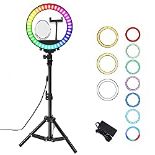 RRP £33.49 10" RGB Ring Light with Tripod Stand & Phone Holder for Makeup