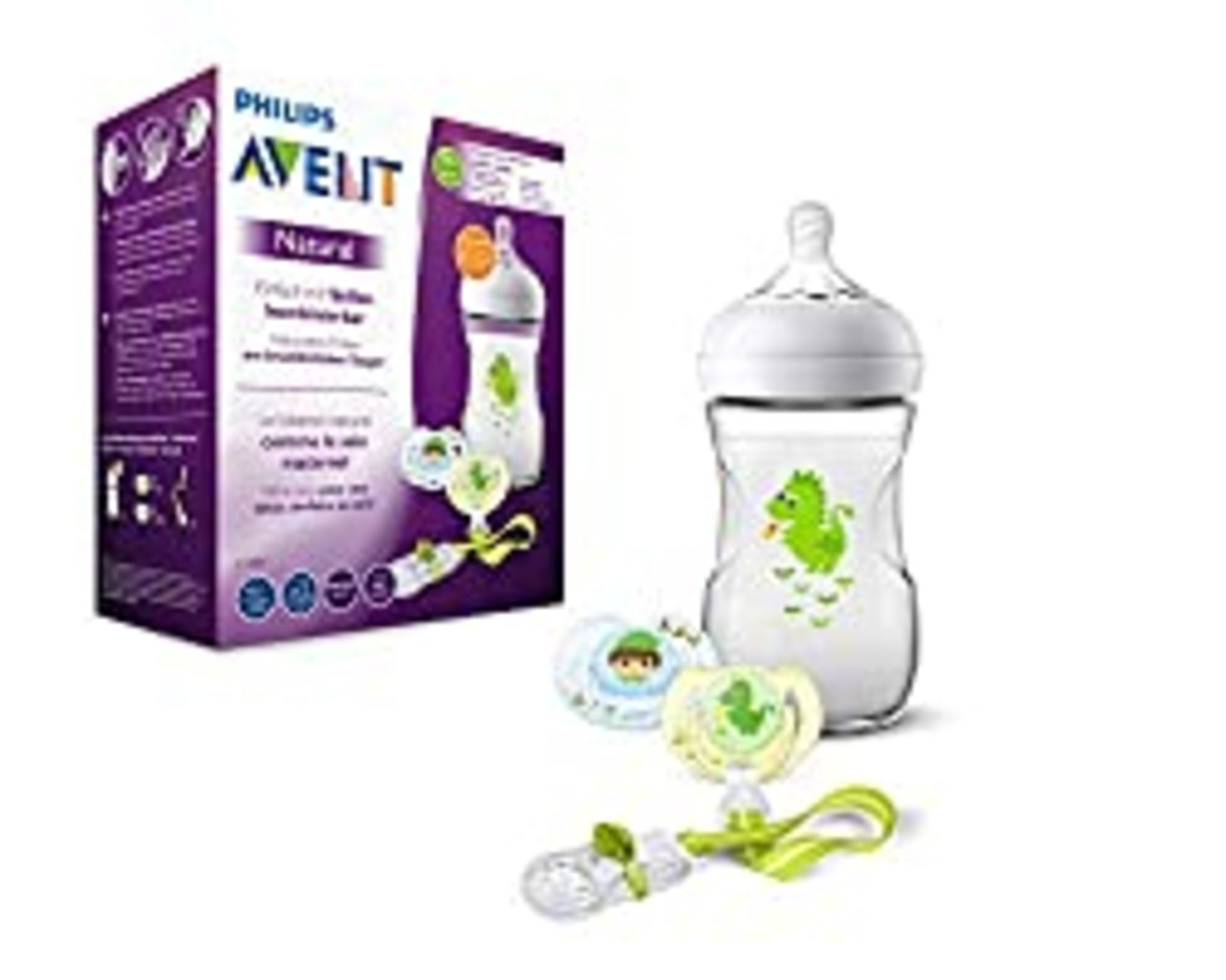 RRP £17.86 Philips Avent Natural Bottle Gift Set SCD287/24 Dummy and Dummy Chain 260 ml