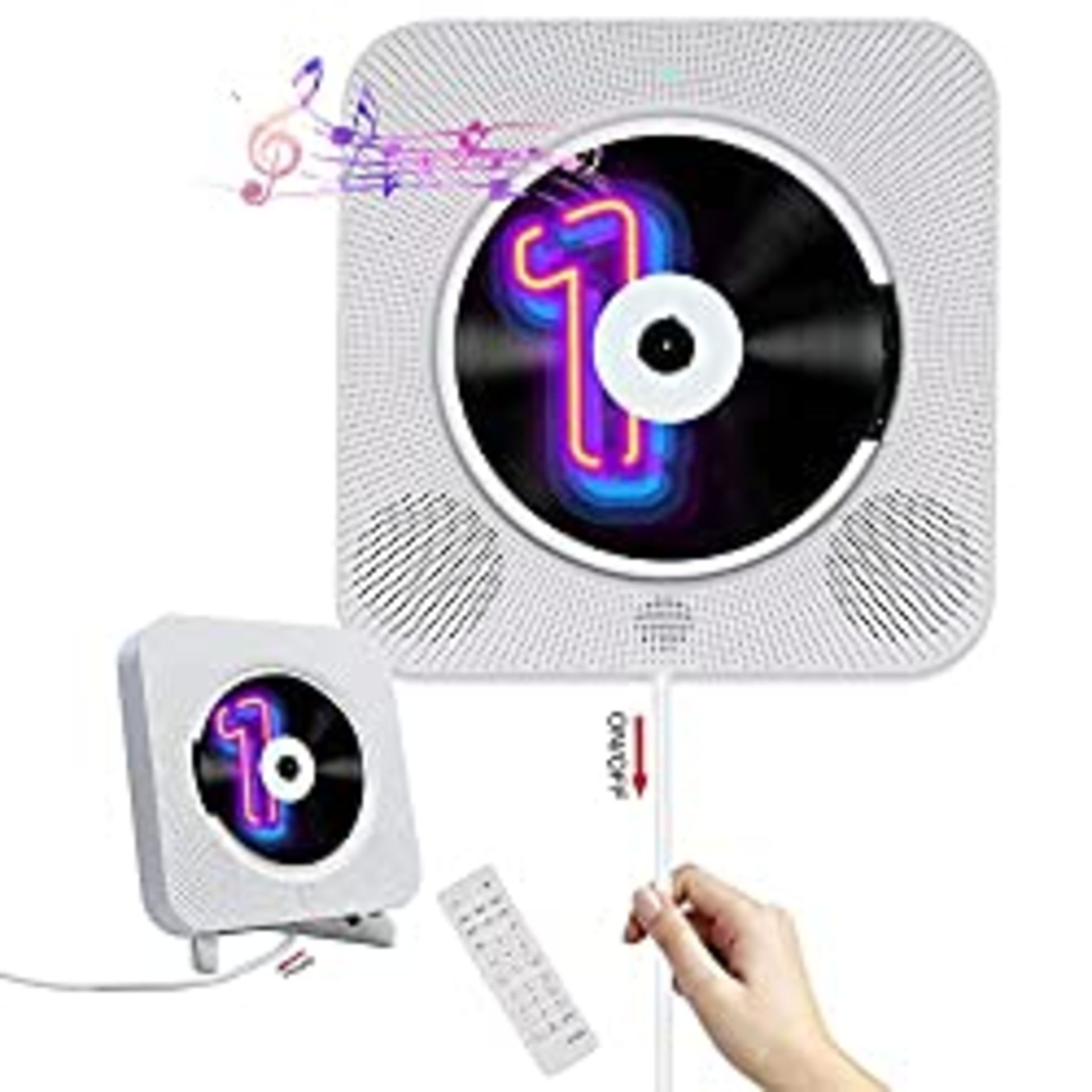 RRP £44.93 Wall Mountable CD Player - Homlab Bluetooth Desktop CD Player with Speakers