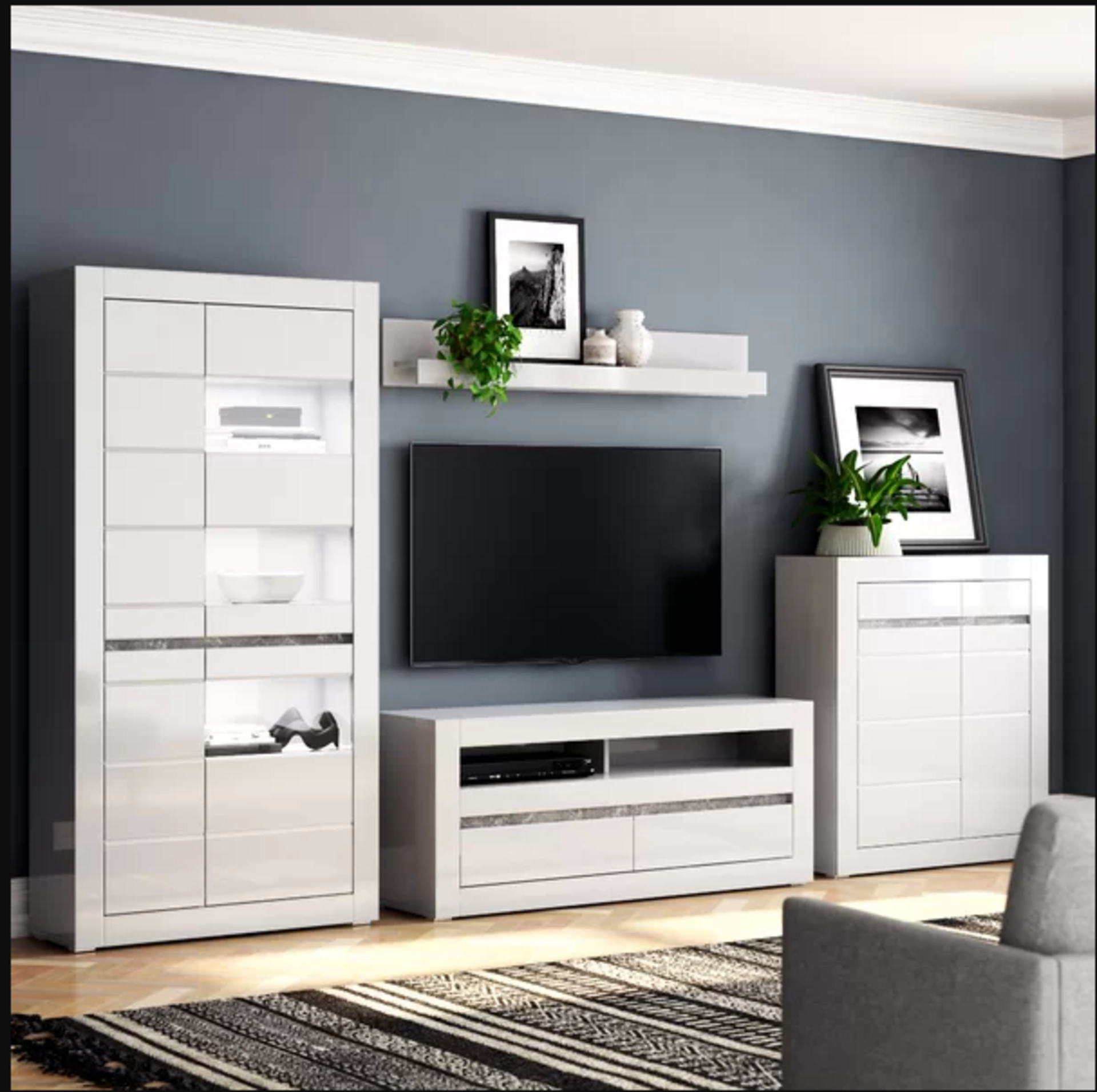 BRAND NEW Zipcode Design Luann Entertainment Unit RRP £1119.99 4 PIECE SET AS SEEN IN IMAGE, TV UNIT