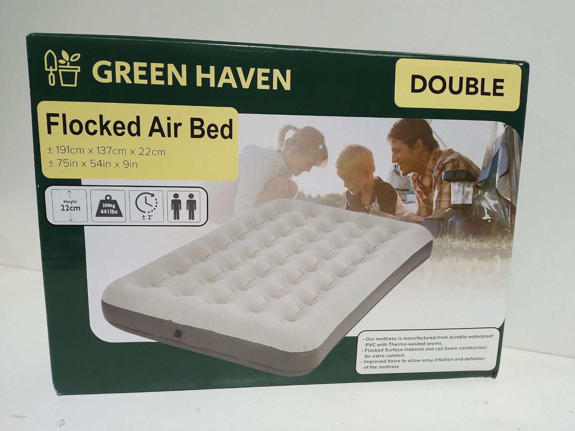 RRP £30.10 Green Haven Grey Double Blow up Camping Bed | Waterproof - Image 2 of 2