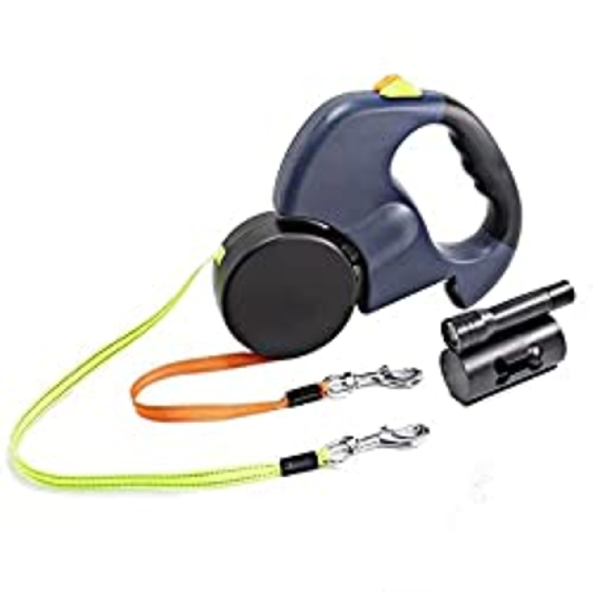 RRP £22.32 Double Headed Retractable Dog Lead with Flashlight and Poop Bags