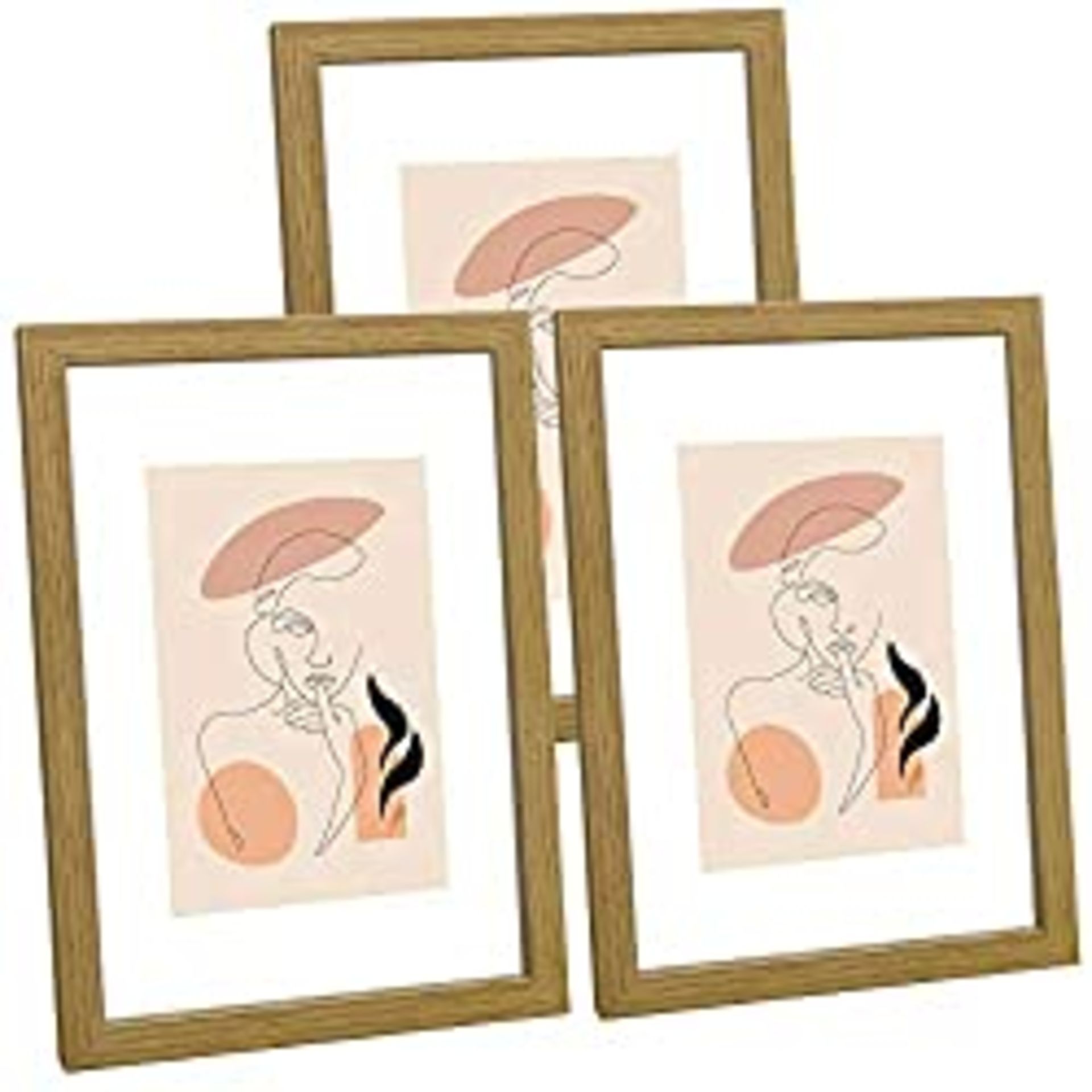 RRP £26.79 DBWIN A4 Frame Light Wood Pattern with Mount 8x6 Photos Set of 3