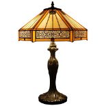 RRP £196.52 Tiffany Lamp Yellow Hexagon Stained Glass Mission Style