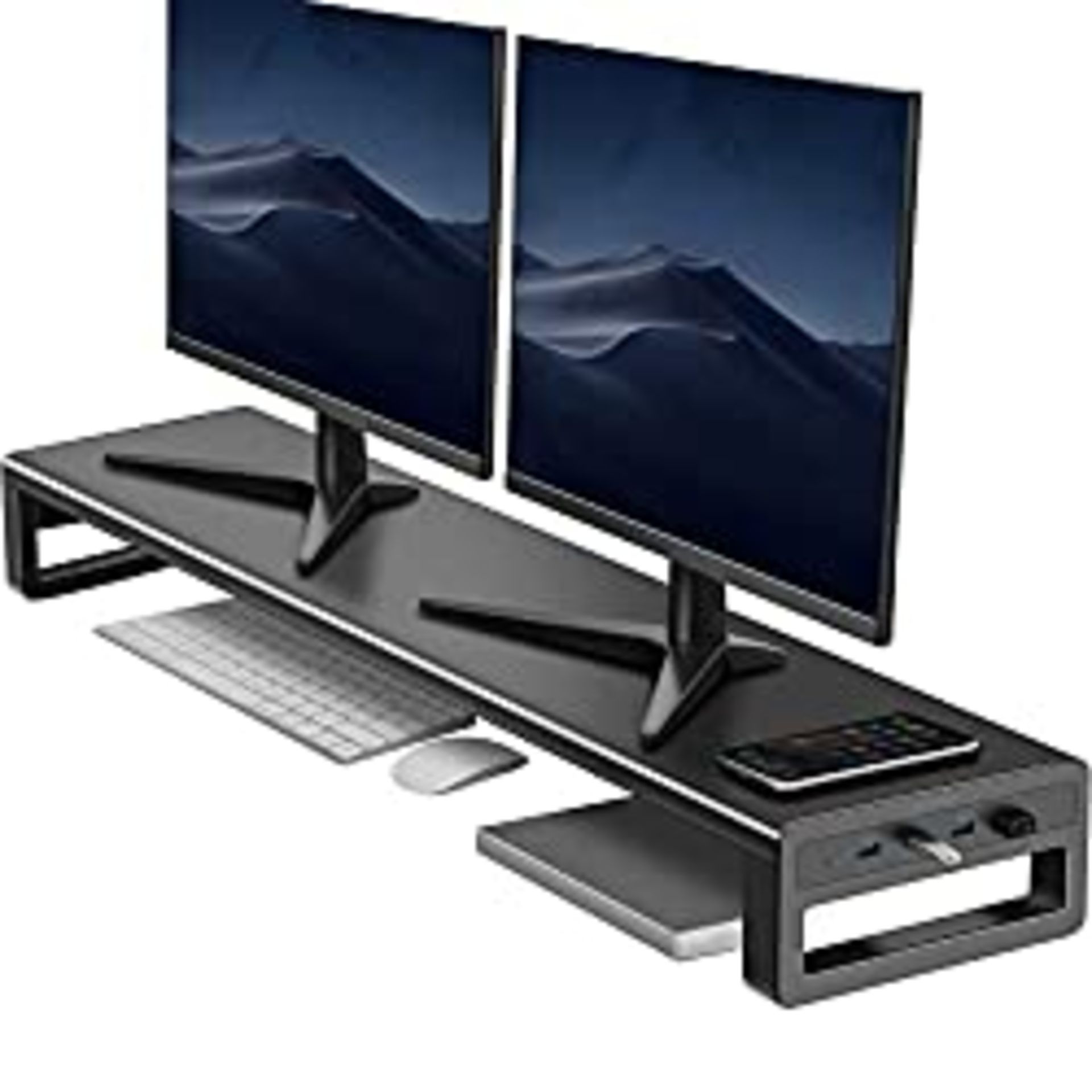 RRP £100.49 Vaydeer Dual Monitor Stand Riser with 4 USB 3.0 Ports