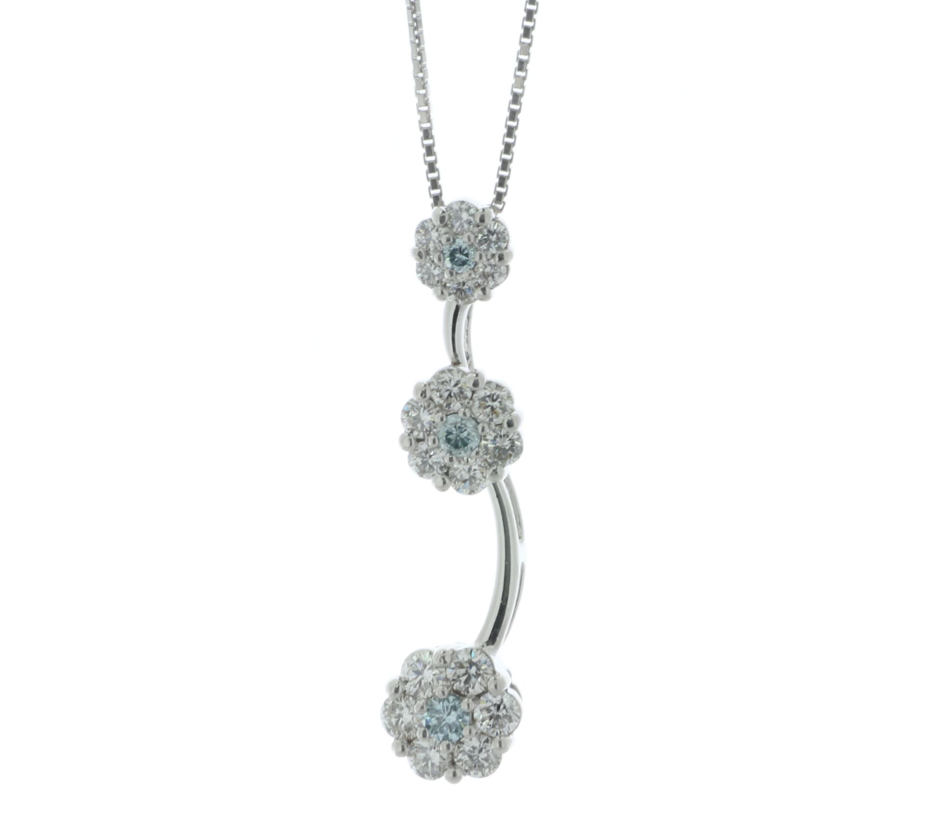 18ct White Gold Illusion Set Flower Cluster Diamond Pendant 1.00 Carats - Valued By IDI £14,050.00 -