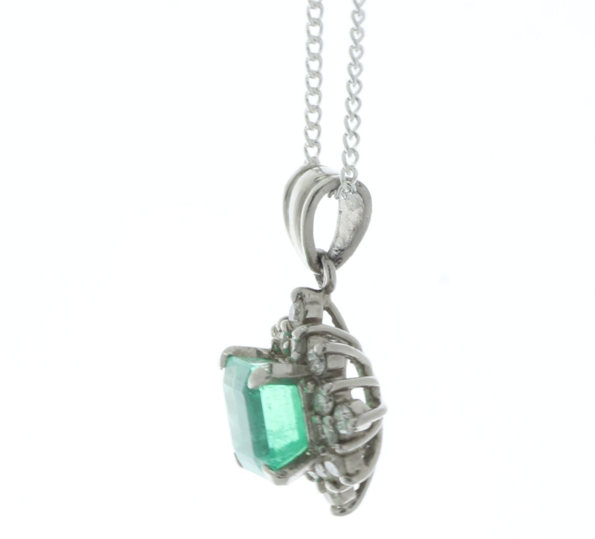 Platinum Emerald Cluster Diamond And Emerald Pendant (E1.42) 0.32 Carats - Valued By IDI £11,390. - Image 2 of 4