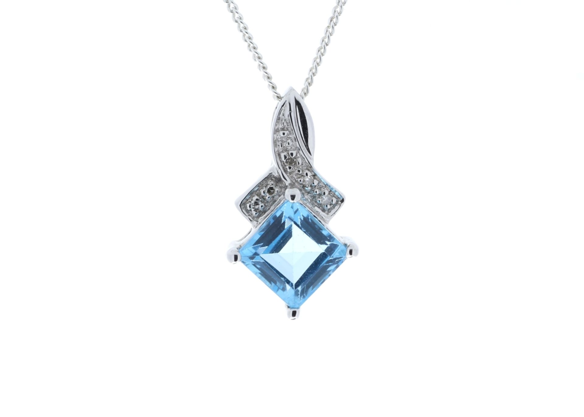 9ct White Gold Diamond And Blue Topaz Pendant (BT1.29) 0.02 Carats - Valued By GIE £760.00 - One