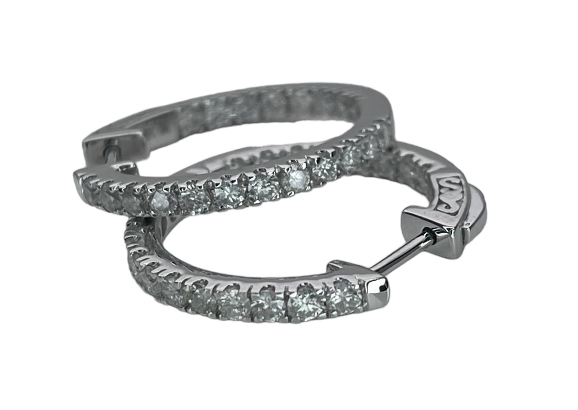 RRP-£5750.00 10ct WHITE GOLD LADIES DIAMOND HOOP EARRINGS, TOTAL CARAT WEIGHT- 1.50CT - Image 2 of 6