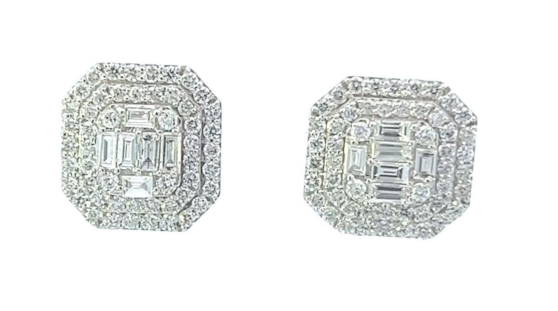 RRP-£2900.00 18K WHITE GOLD DIAMOND EARRINGS,SET WITH MIXED CUTS OF STONES, TOTAL DIAMAOND WEIGHT- 1