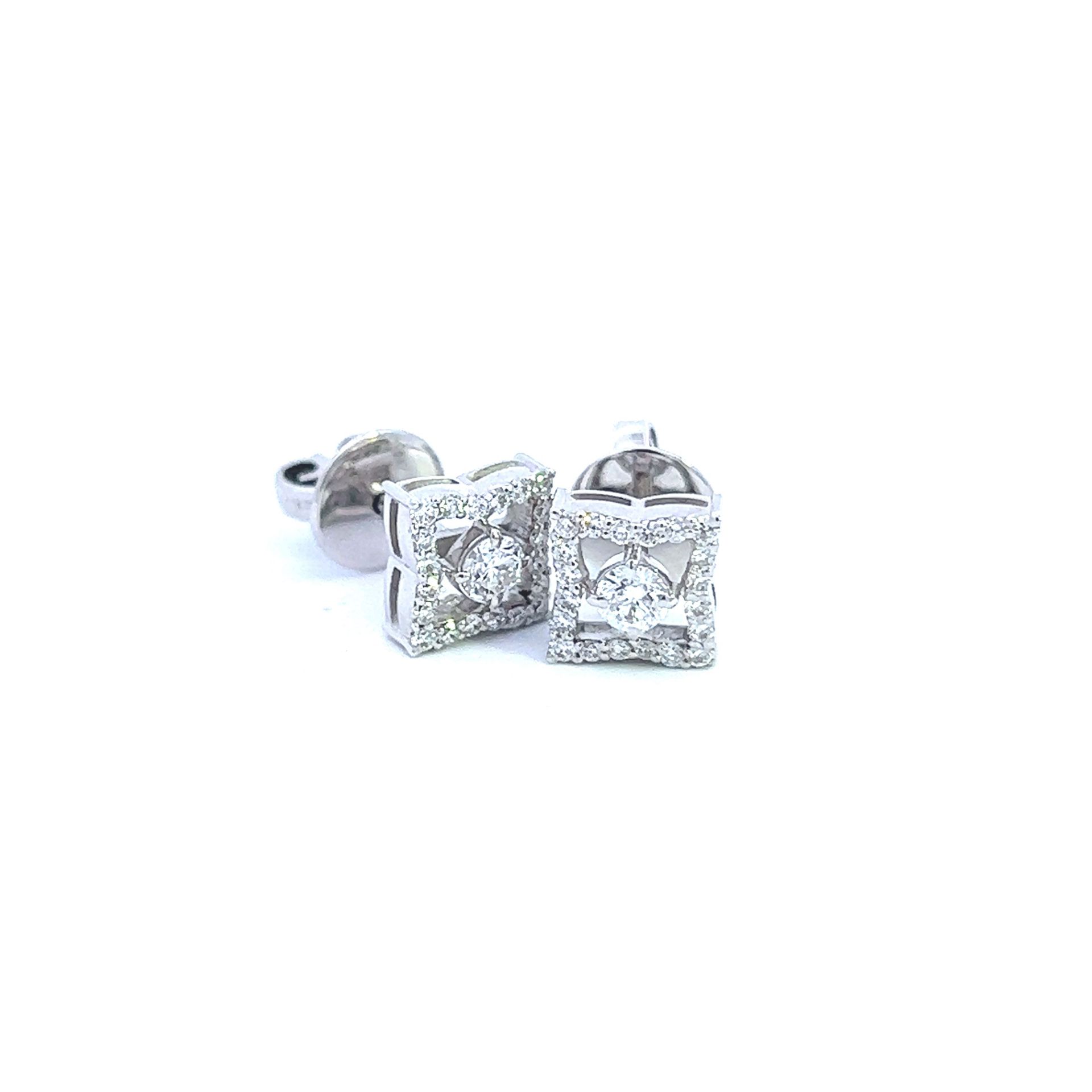 RRP-£3250.00 18K WHITE GOLD DIAMOND EARRINGS, SET WITH 0.38CTS ROUND BRILLIANT. CUT DIAMOONDS,COLOUR - Image 2 of 4