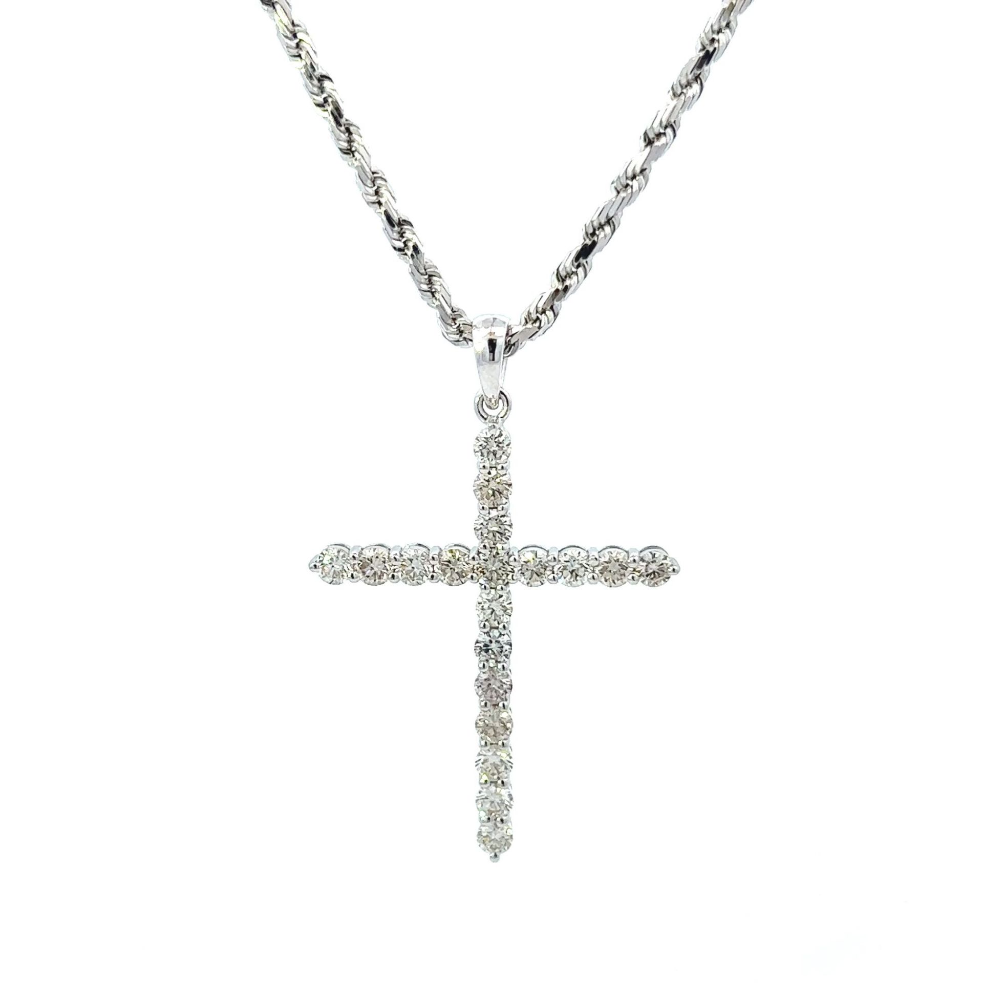 RRP-£7200.00 18K WHITE GOLD PENDENT SET WITH NINETEEN ROUND BRILLIANT CUT NATURAL DIAMONDS, TOTAL DI
