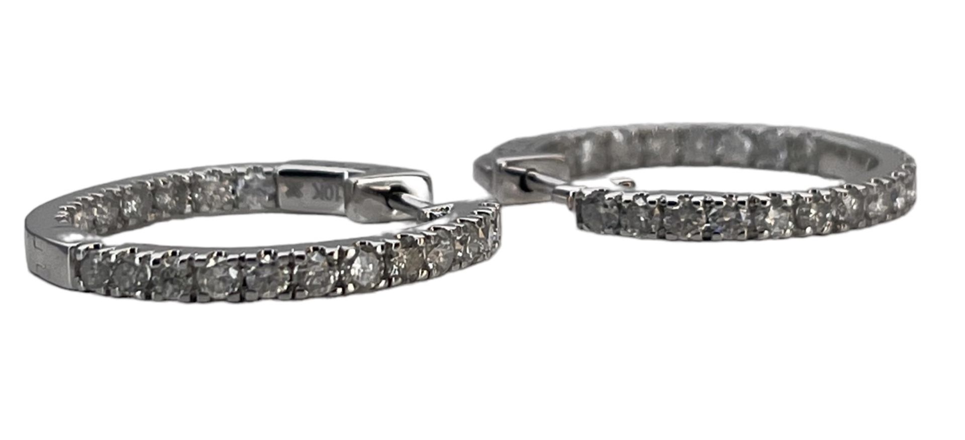 RRP-£5750.00 10ct WHITE GOLD LADIES DIAMOND HOOP EARRINGS, TOTAL CARAT WEIGHT- 1.50CT - Image 6 of 6