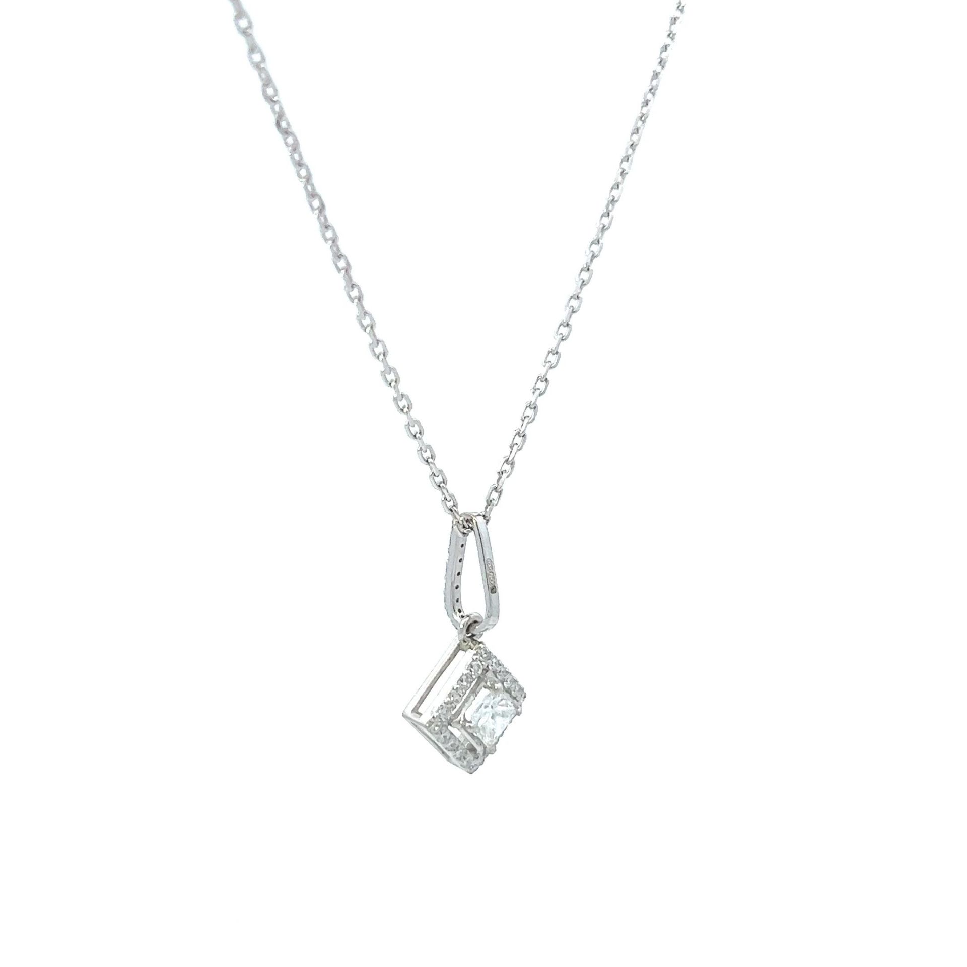 RRP-£3250.00 18K WHITE GOLD PENDENT WITH CHAIN, DIAMOND WEIGHT- 0.40CT, COLOUR- G/H, CLARITY- VS (AP - Image 2 of 4