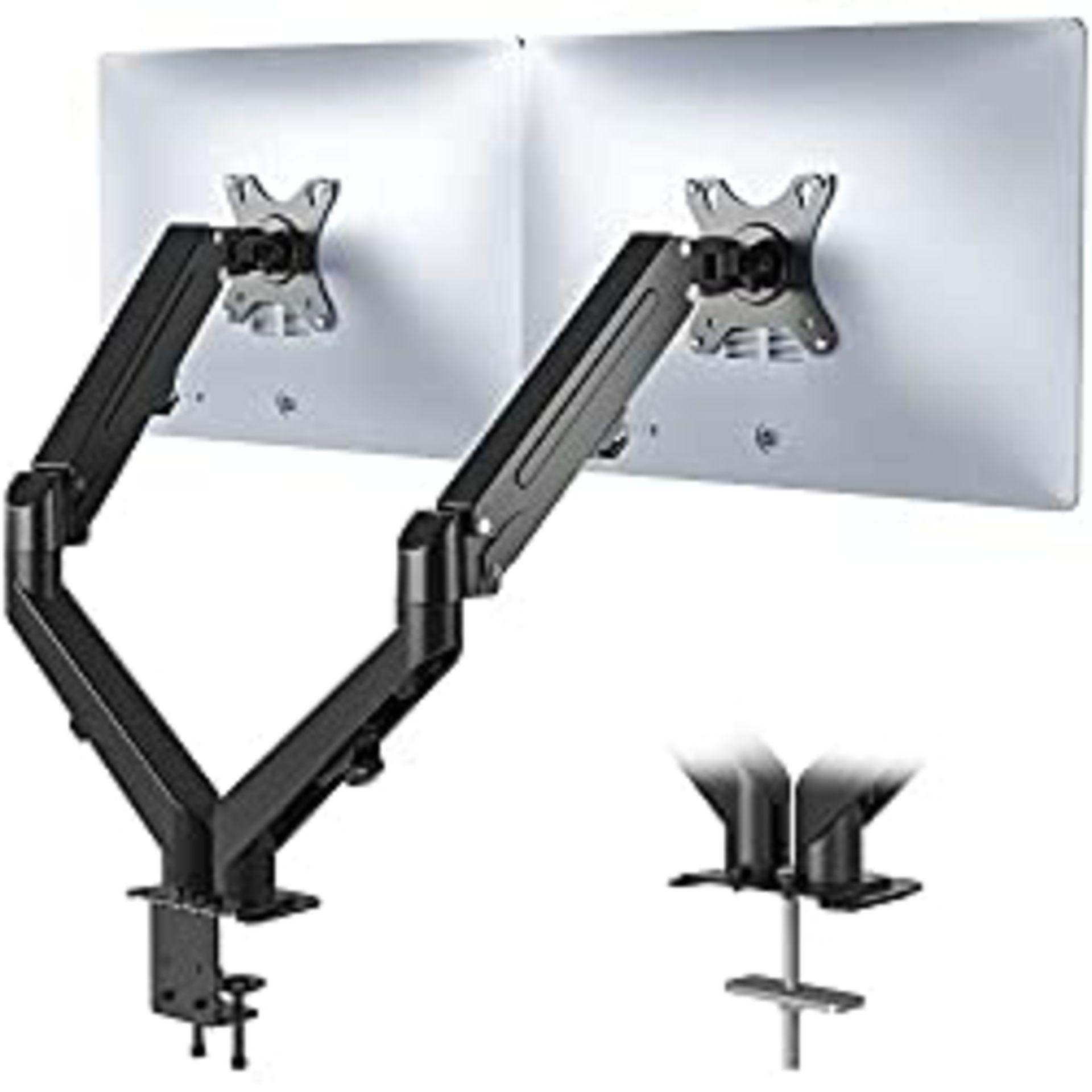 RRP £51.23 BRAND NEW STOCK BONTEC Dual Twin Arms Desk Mount Stand for 13-27 inch LED/LCD Monitors