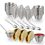 RRP £35.72 Taco Holder Stand Set of 6 - Stainless Steel Taco Trays with 12 Salad Cups