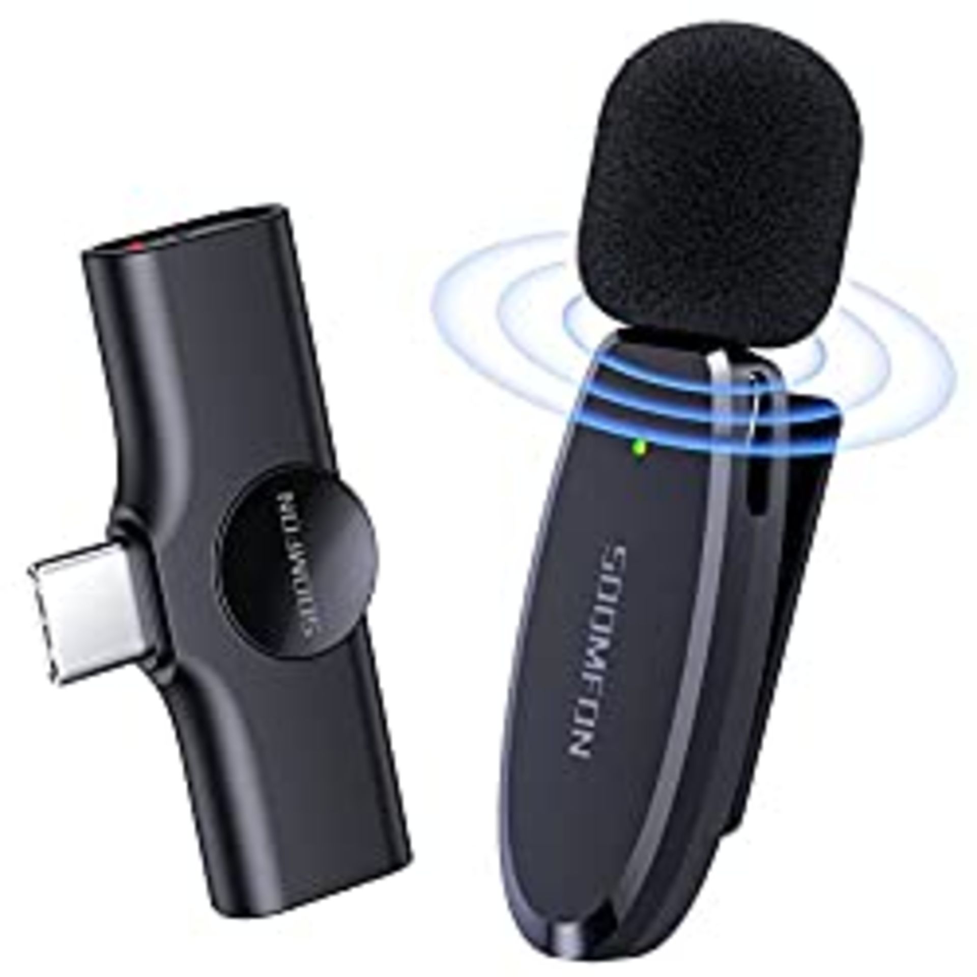 RRP £22.79 SOOMFON USB C Wireless Lavalier Microphone Clip on