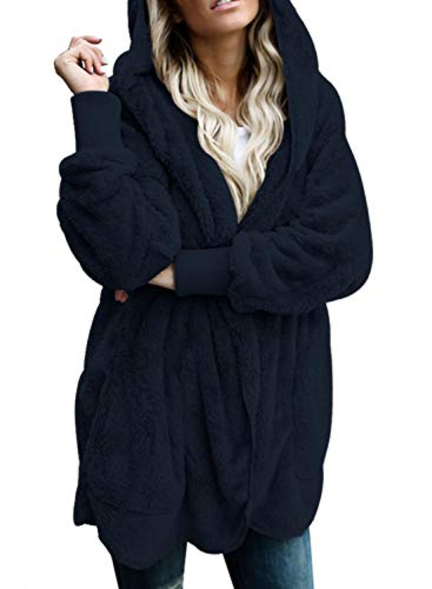 RRP £33.49 BRAND NEW STOCK BLENCOT Women Warm Lapel Faux Fur Coat Cardigan Hooded