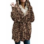 RRP £28.46 BRAND NEW STOCK BLENCOT Women Leopard Coat Chunky Faux Fur Cardigan
