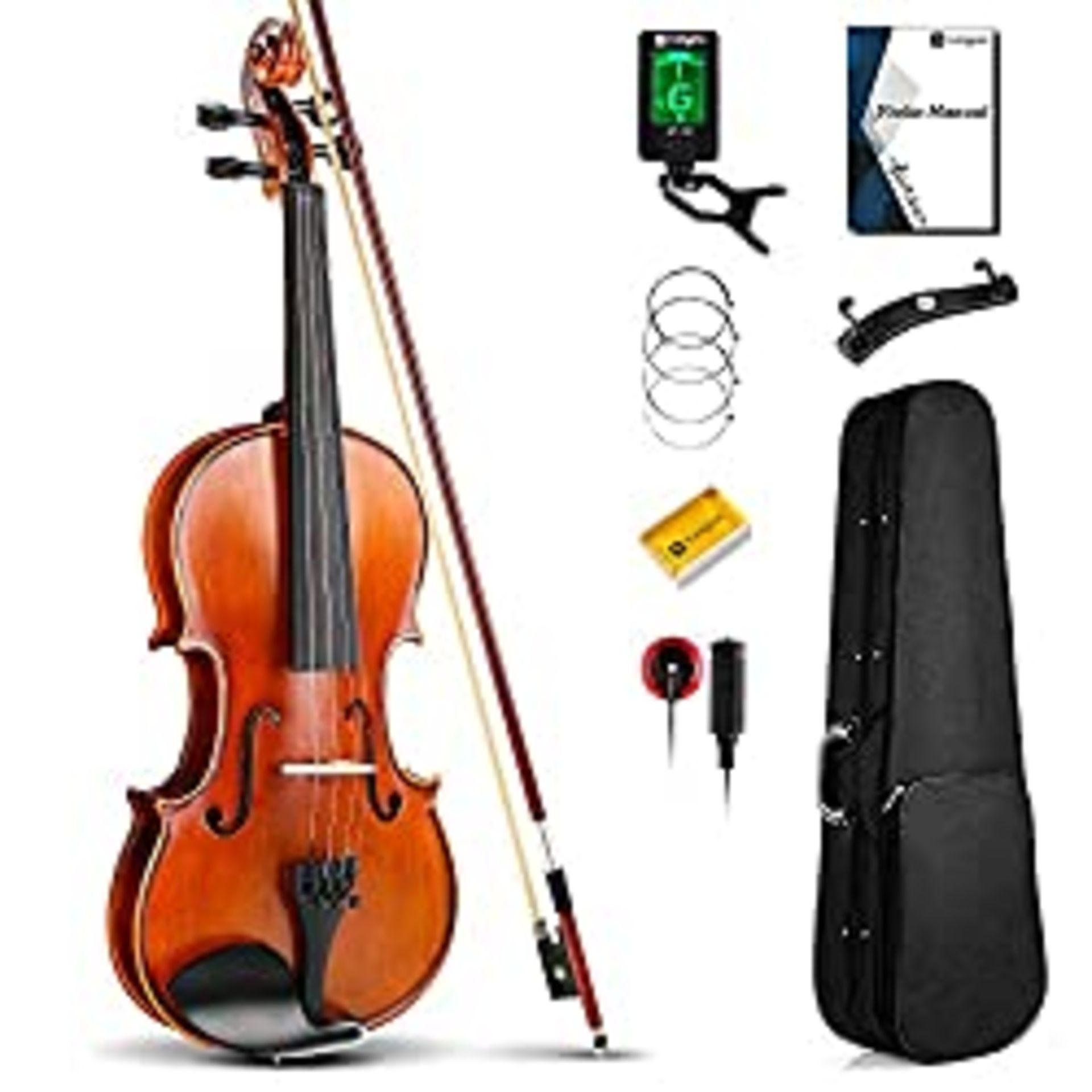 RRP £105.61 Vangoa 4/4 Solid Wood Violin Full Size Acoustic Fiddle