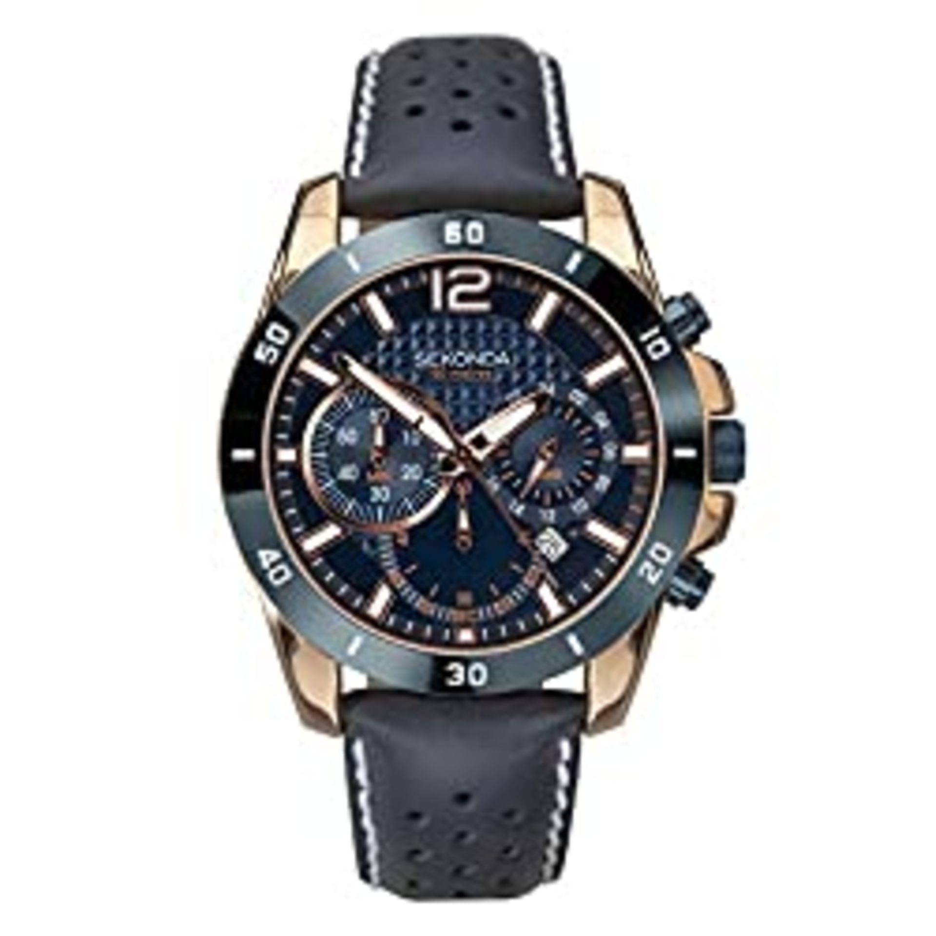 RRP £44.60 SEKONDA Mens Chronograph Quartz Watch with Leather Strap 1489.27