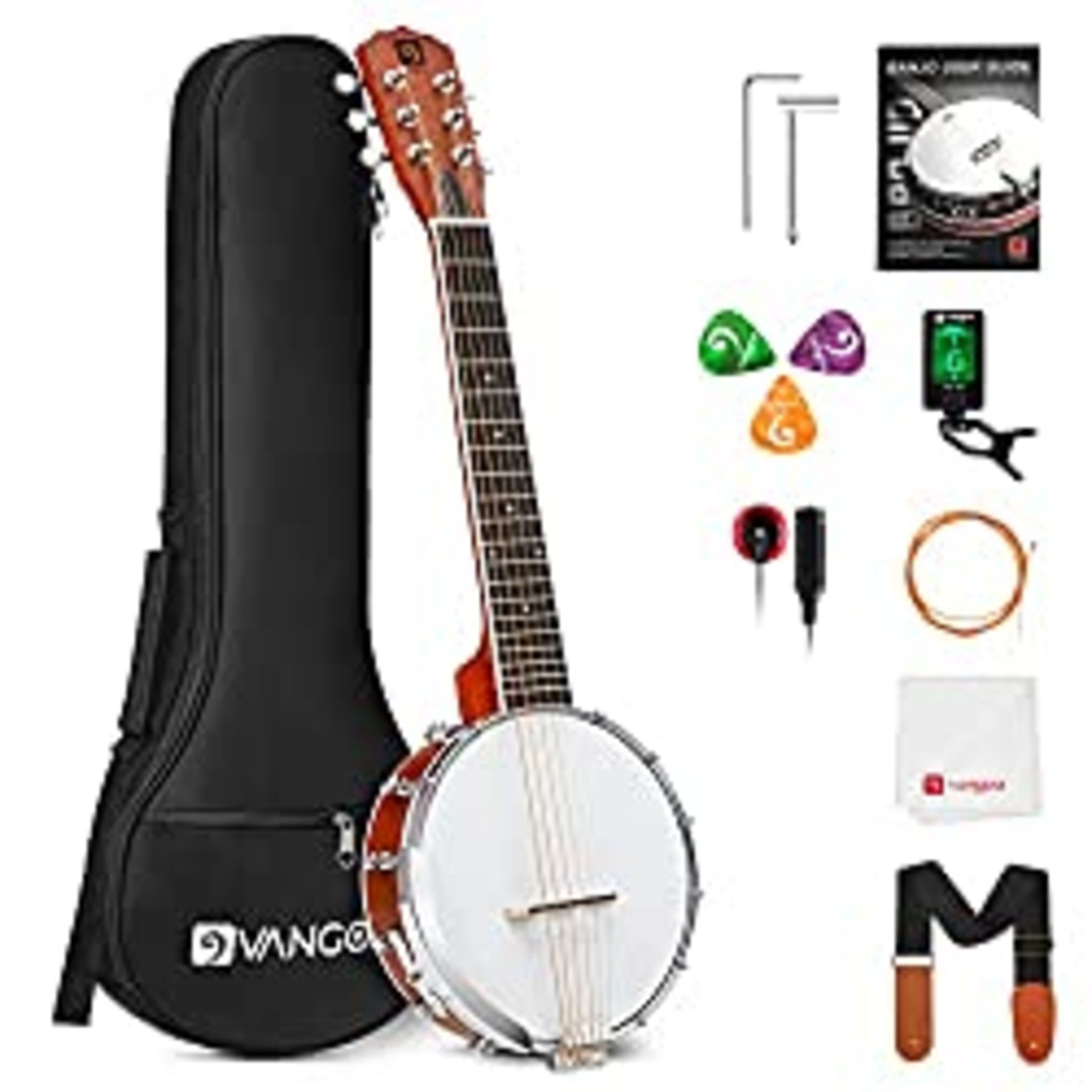 RRP £119.39 Vangoa 6 String Banjo Guitar Mini 26 Inch Sapele Travel