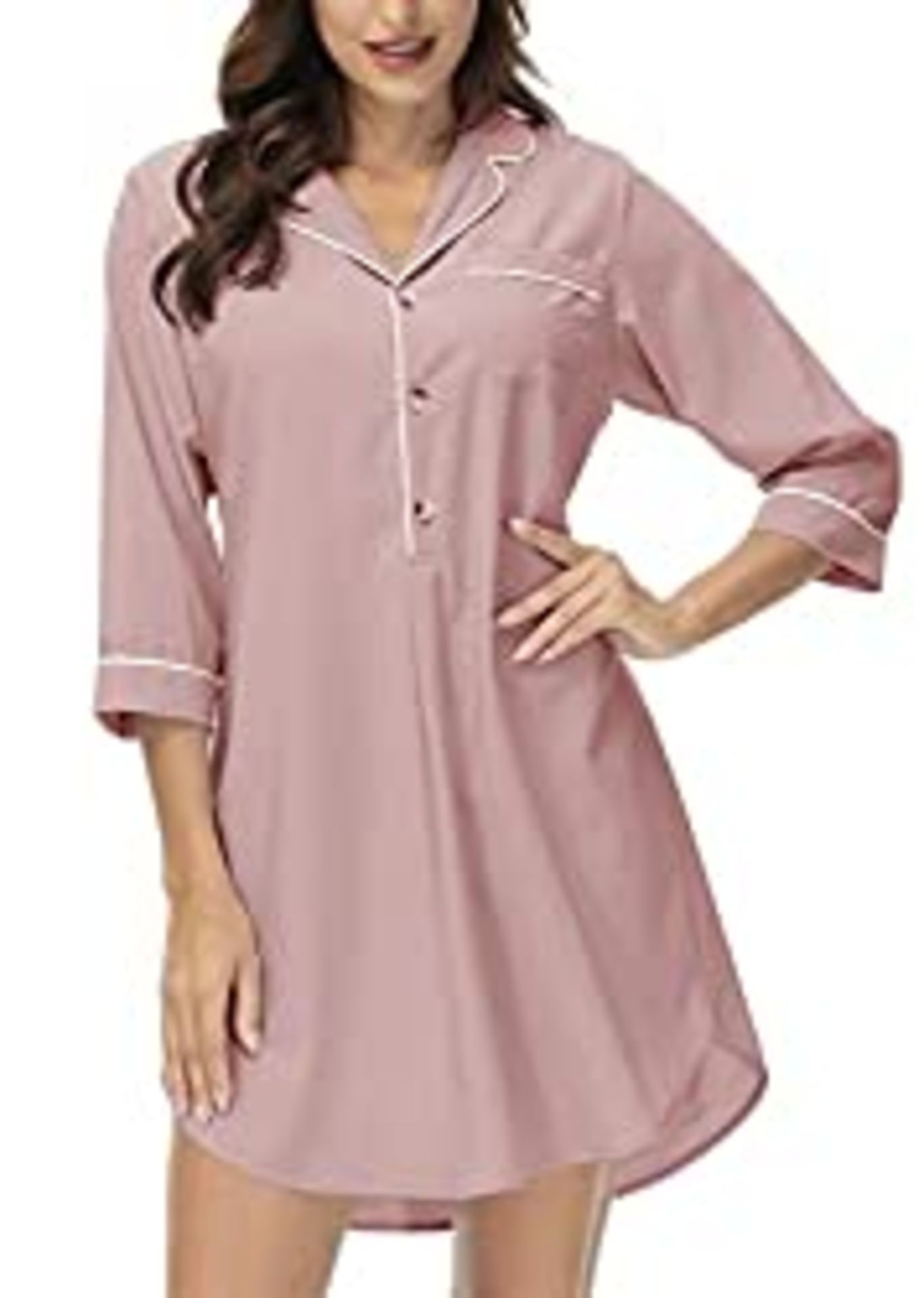 RRP £22.32 BRAND NEW STOCK JINSHI Women's Nightgown Button Down Nightshirt 3/4