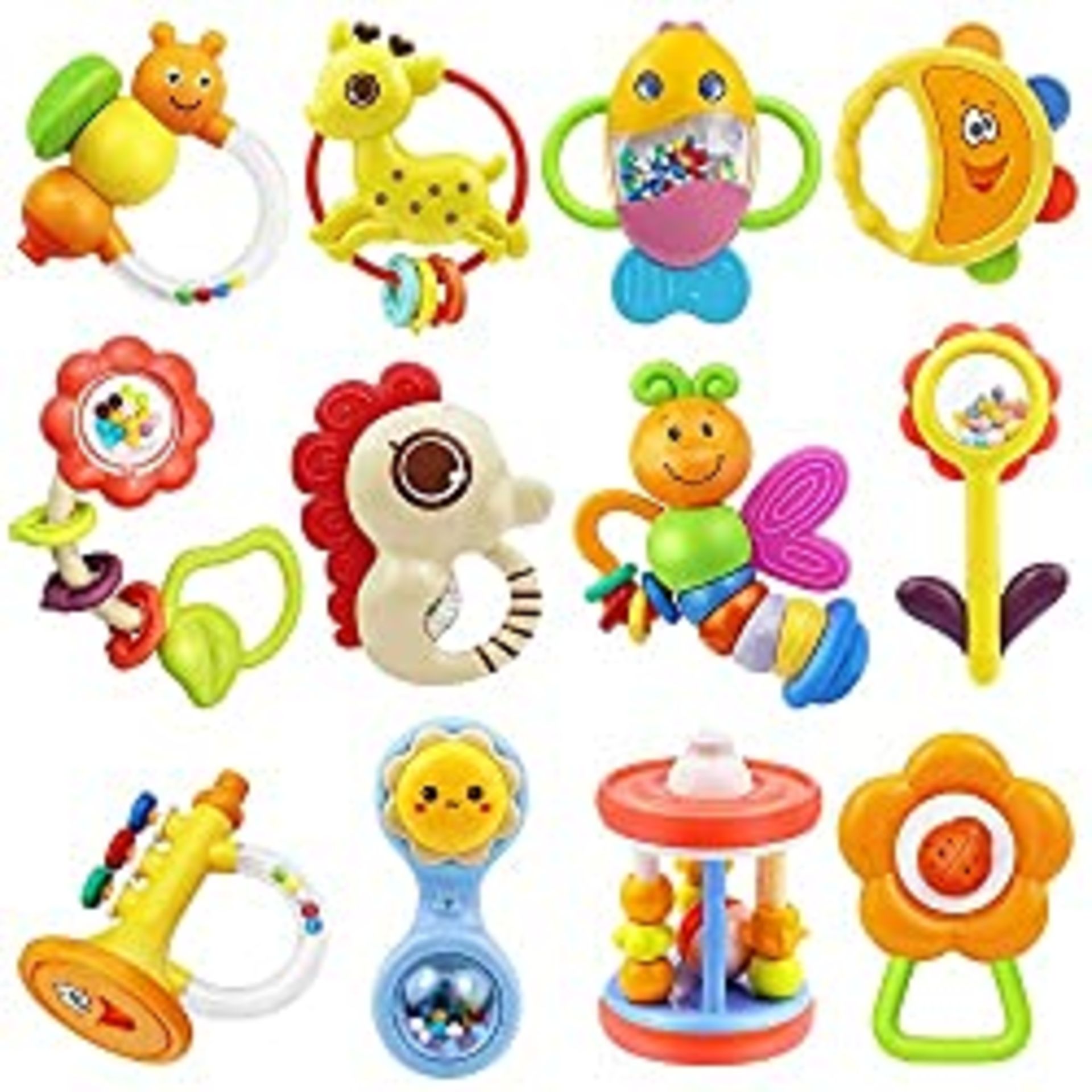 RRP £21.82 MOONTOY 12pcs Baby Rattle Toys