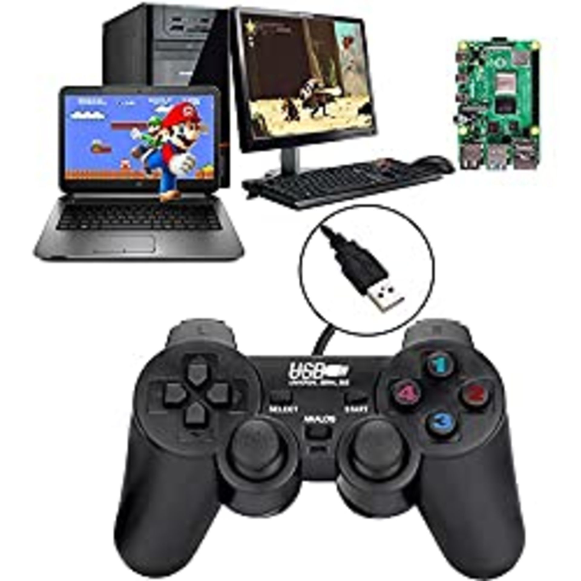 RRP £16.79 USB Wired Game Controller for PC/Raspberry Pi Gamepad