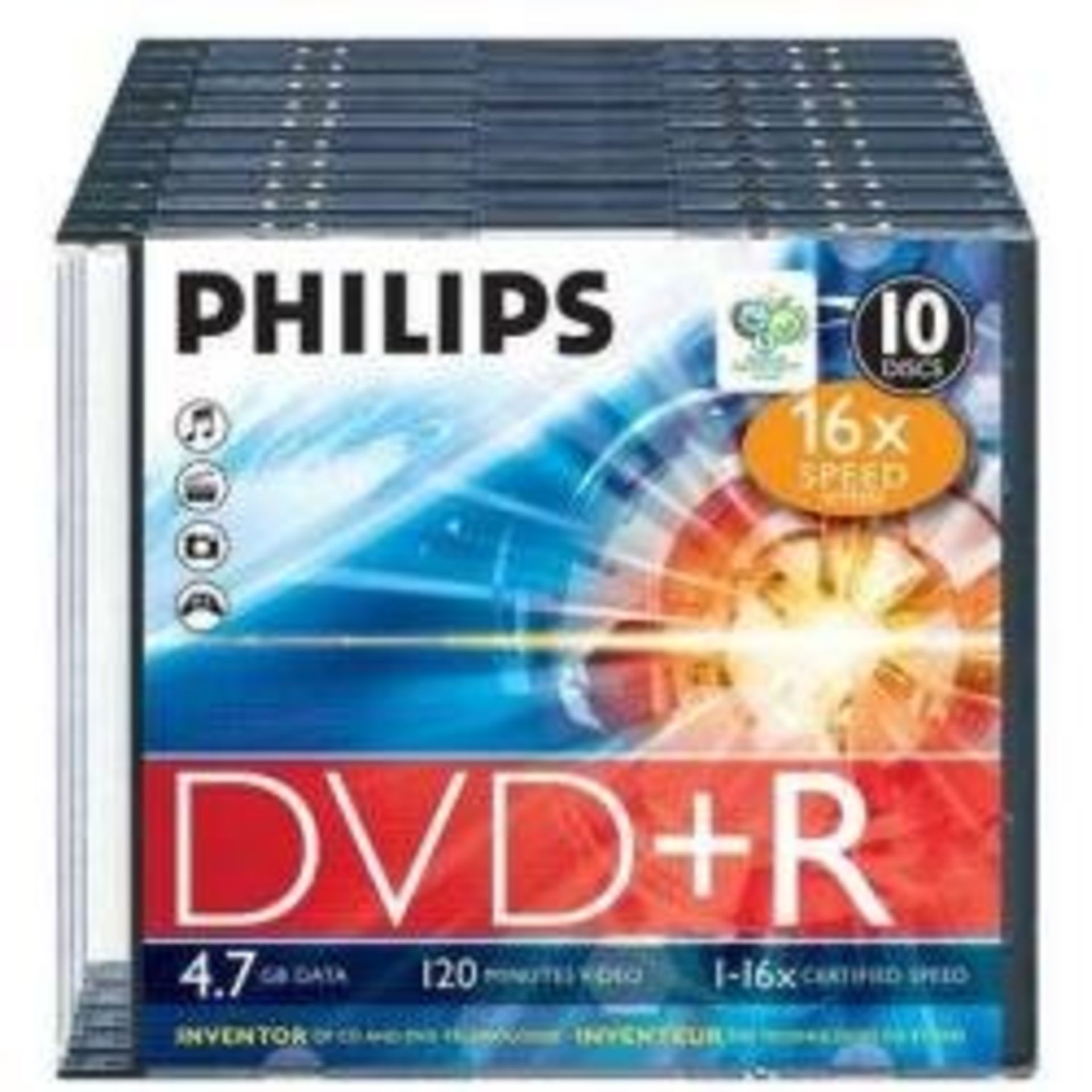 RRP £13.35 Philips DVD+R 4.7 GB 10-Pack Slim Case 16X