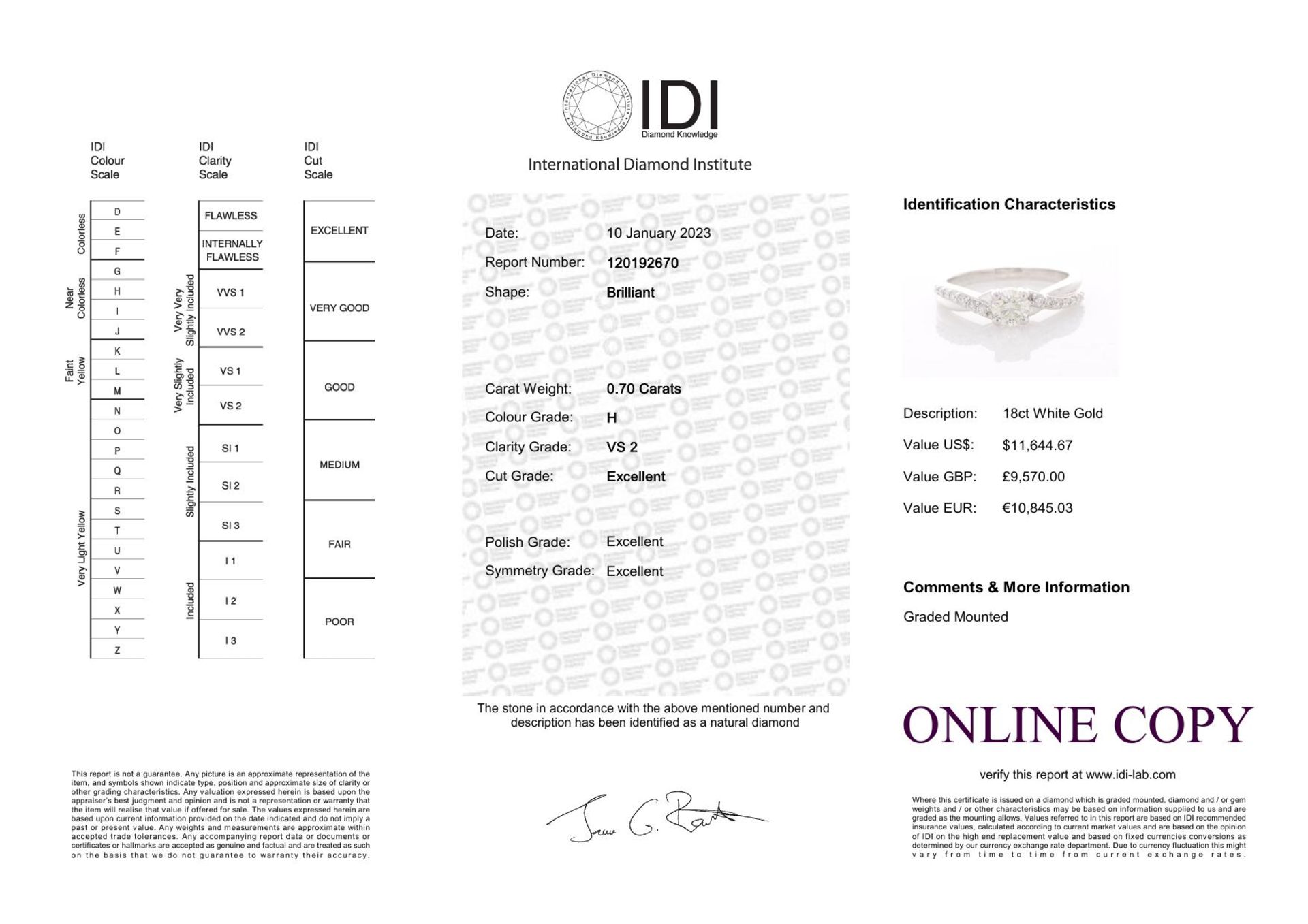 18ct White Gold Twist Shoulders Diamond Ring 0.43 Carats - Valued By AGI £5,775.00 - One sparkling - Image 5 of 5