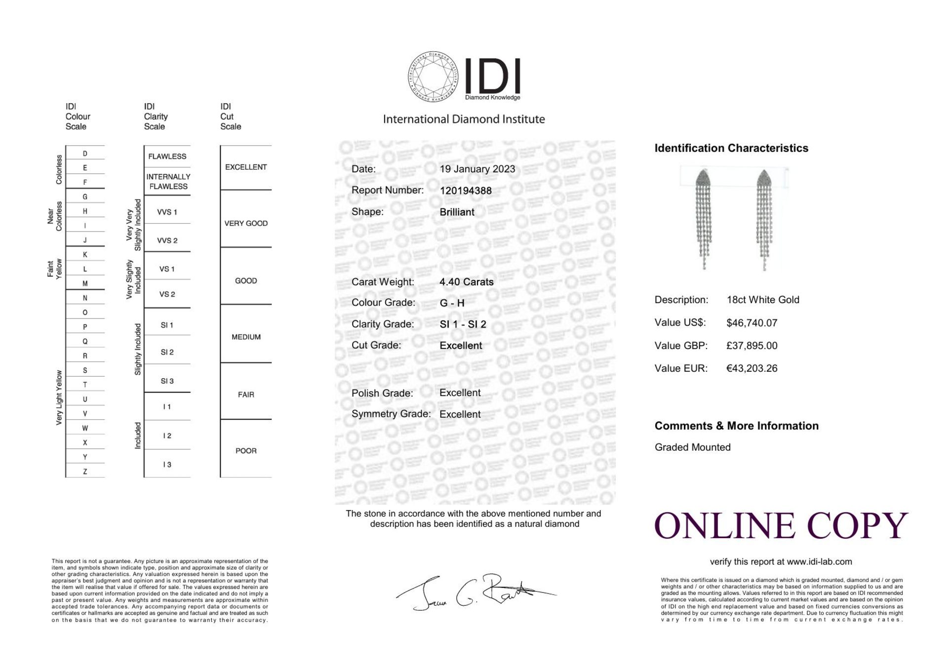 18ct White Gold Oval Cluster Claw Set Diamond Earring 0.98 Carats - Valued By GIE £10,640.00 - Two - Image 5 of 5