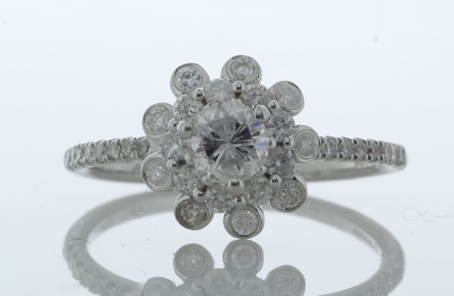 18ct White Gold Halo Set Ring 0.96 Carats - Valued By IDI £15,660.00 - One natural round brilliant