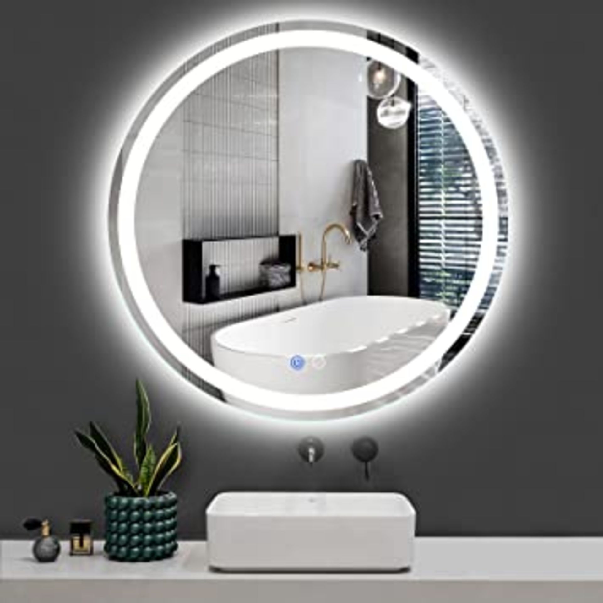 RRP £122.82 AI-LIGHTING Oval Bathroom Mirror LED Lighted Wall Mount