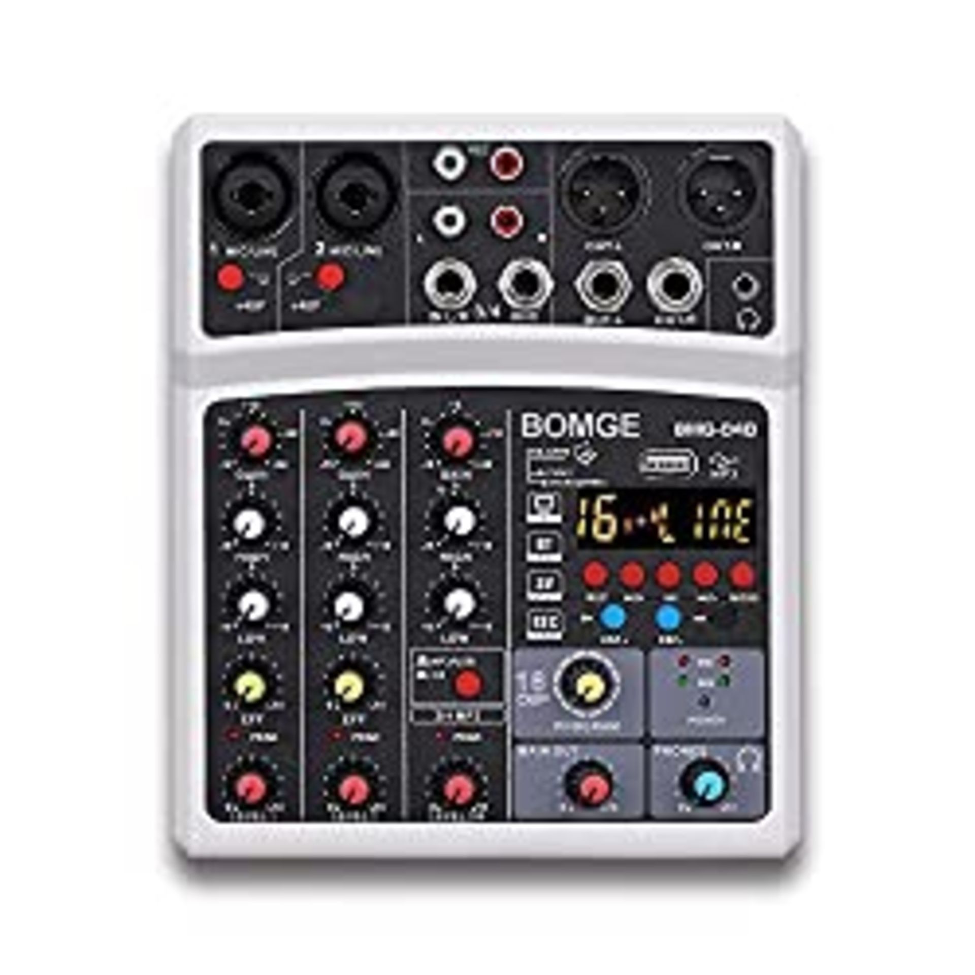 RRP £51.54 BOMGE 4 channel 16 DSP Echo dj audio sound mixer interface