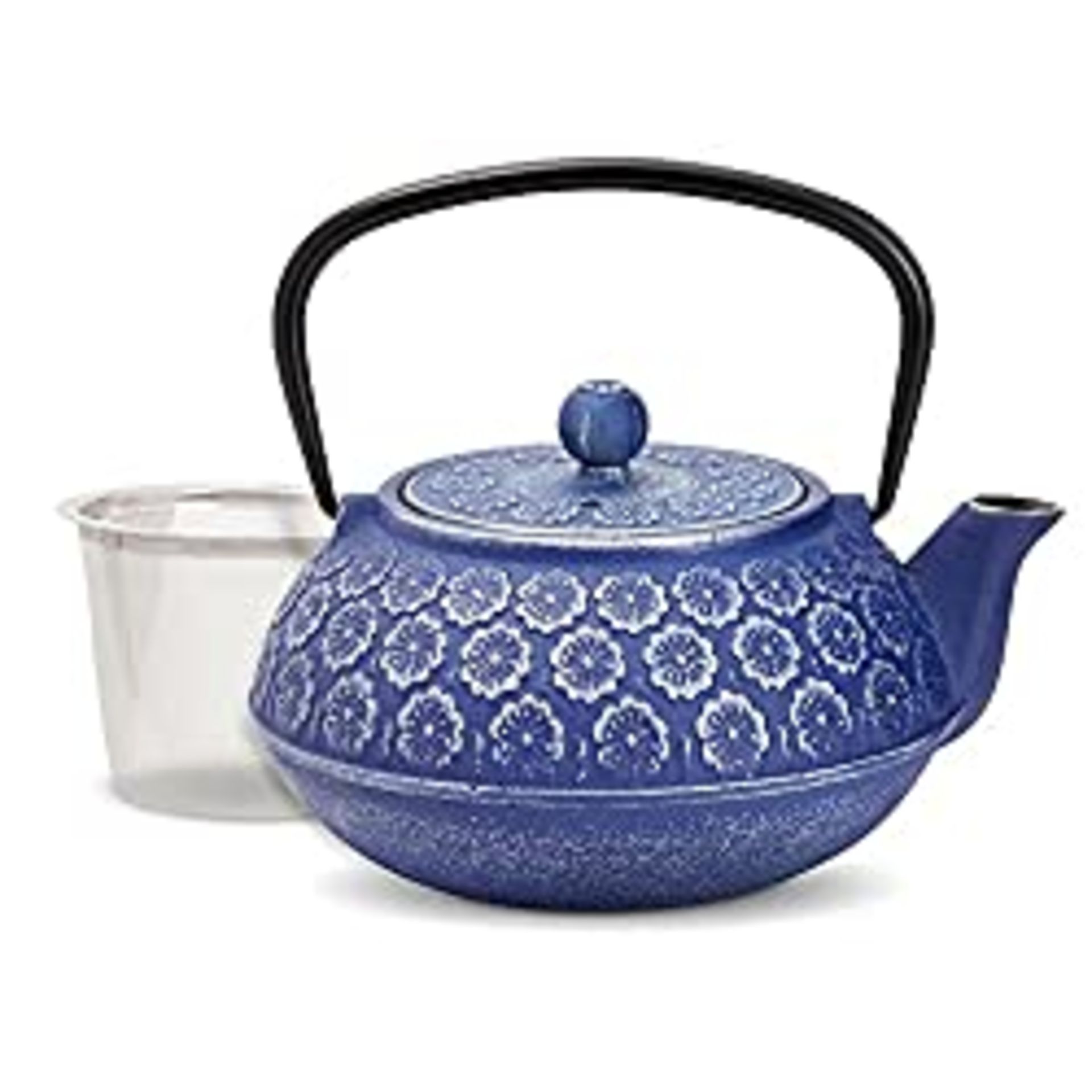 RRP £22.32 Blue Cast Iron Teapot with Stainless Steel Infuser, 1 Litre