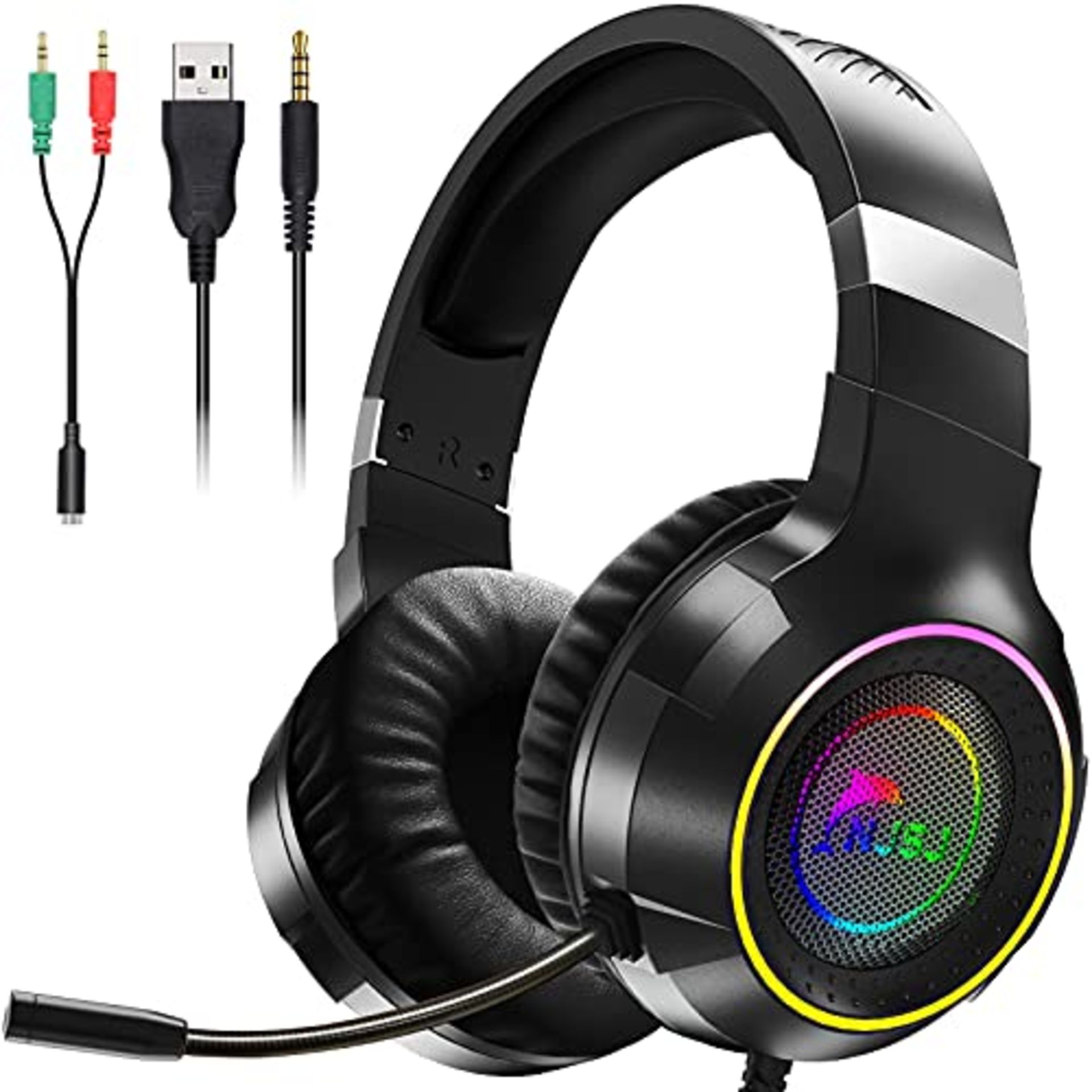 RRP £20.06 NJSJ Wired Gaming Headset with Mic for PC Xbox /PS4/PS5 with 50MM Driver