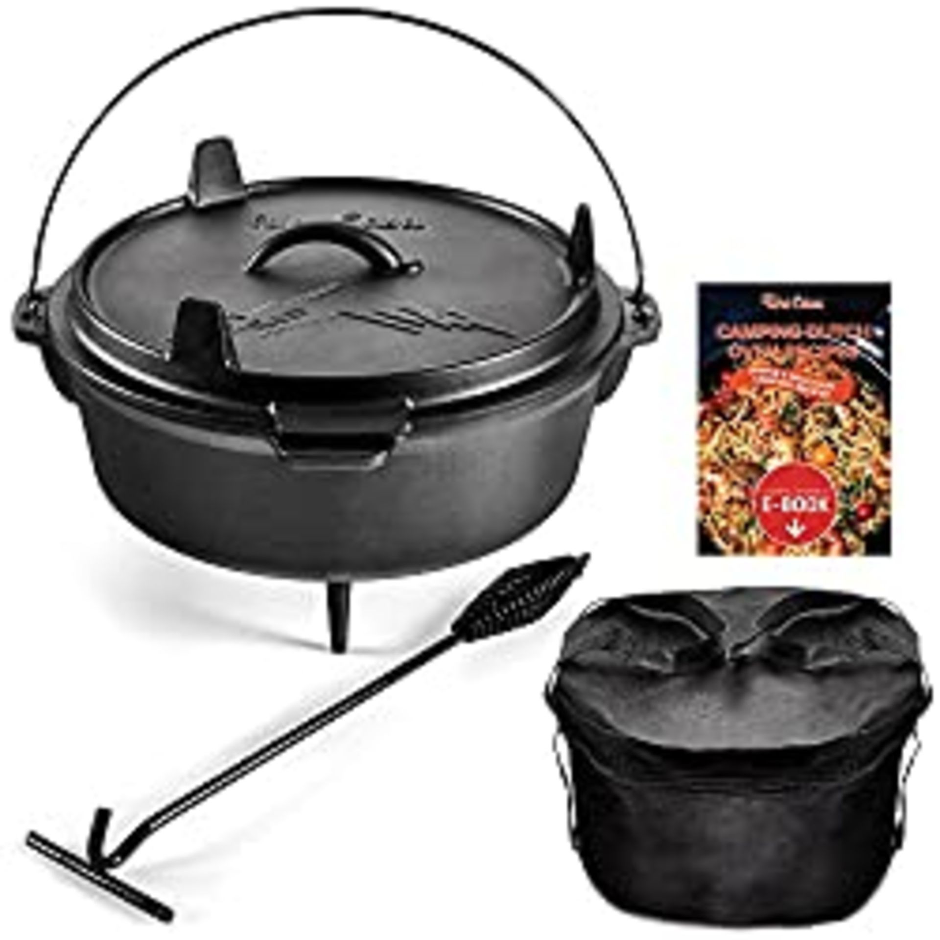 RRP £50.28 Uno Casa Cast Iron Camping Dutch Oven