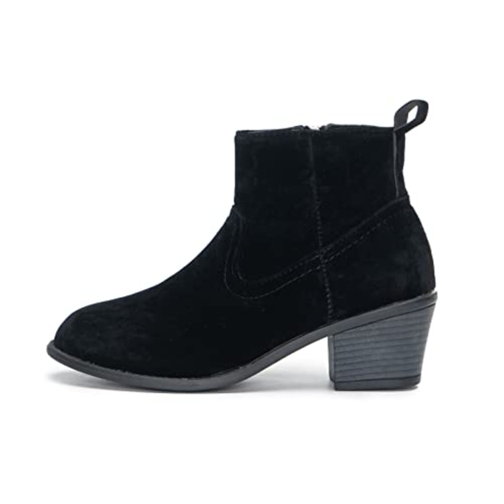 RRP £48.24 Womens Block Heel Ankle Boot Pointed Toe Zip up Boots