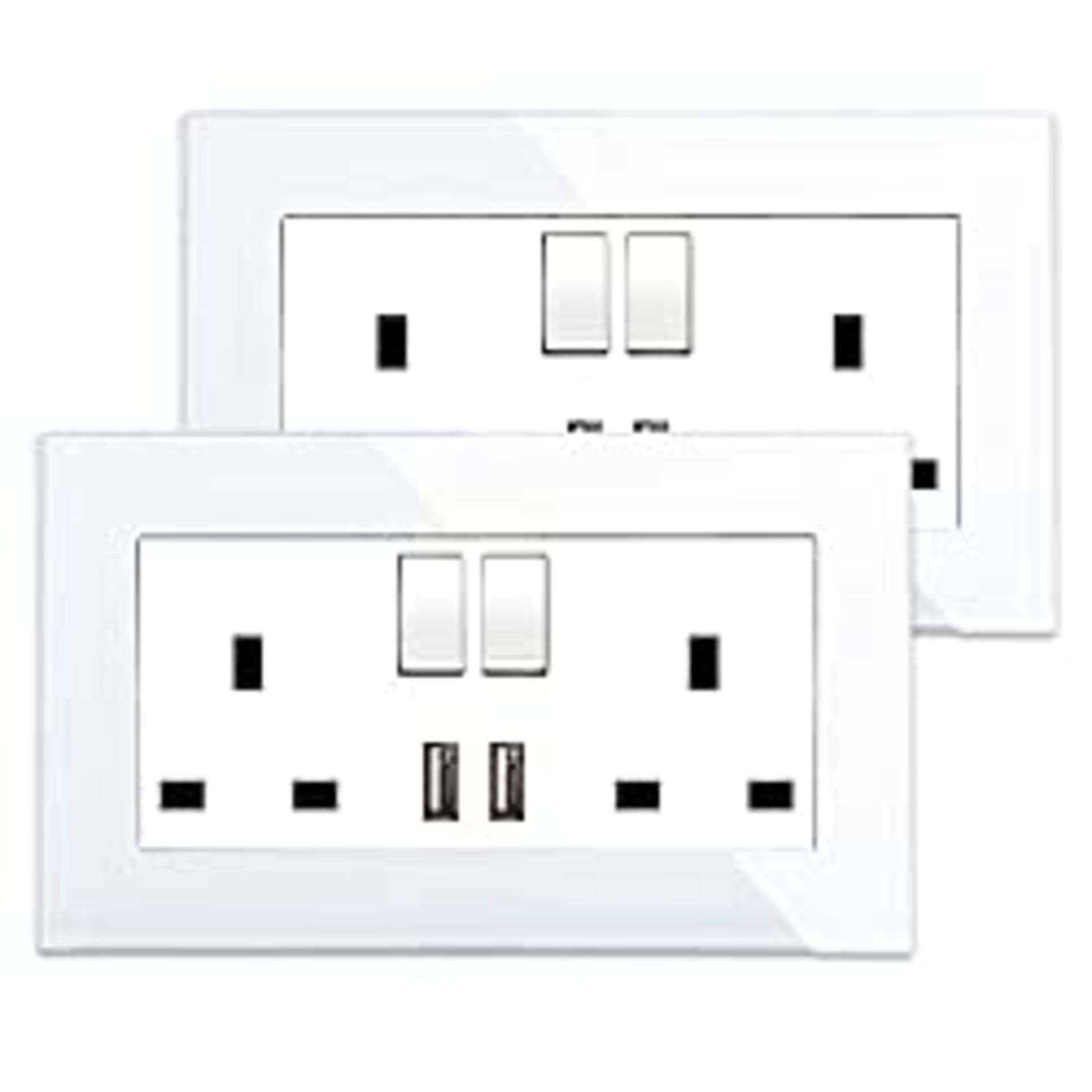 RRP £33.49 2 Pack CNBINGO Double Switched Socket with 2 USB Charging Ports