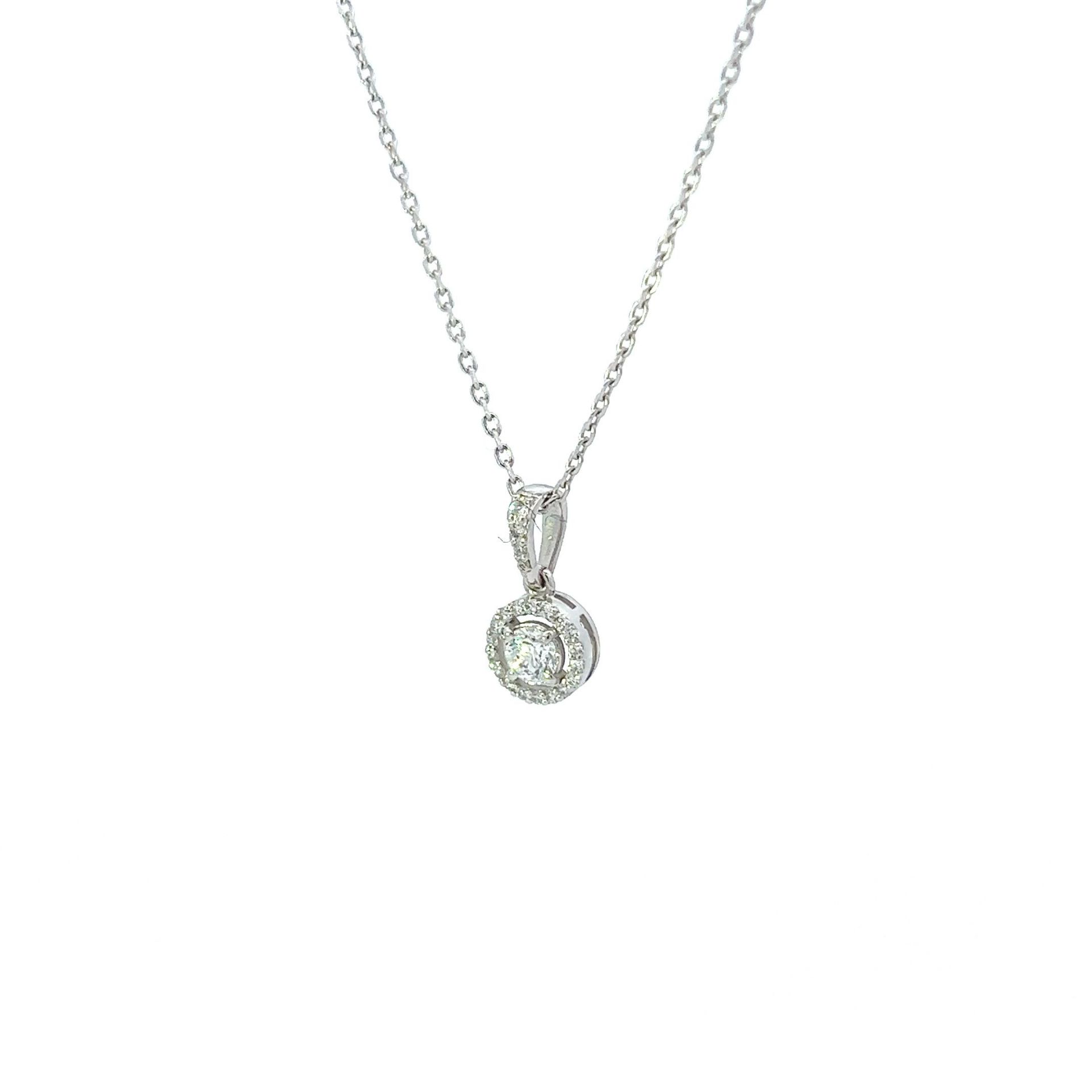 RRP-£3750.00 18K WHITE GOLD PENDENT WITH CHAIN, SET WITH ONE ROUND BRILLIANT CUT NATURAL DIAMOND AND - Image 2 of 3