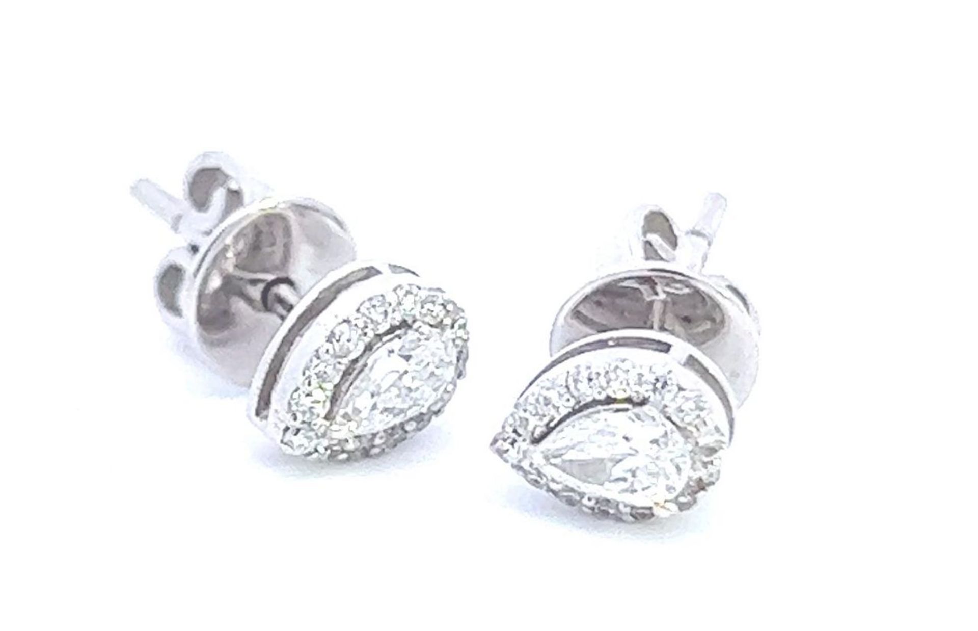 RRP-£3750.00 18K WHITE GOLD DIAMOND EARRINGS,SET WITH PEAR AND ROUND CUT DIAMONDS, TOTAL DIAMOND WEI - Image 3 of 4