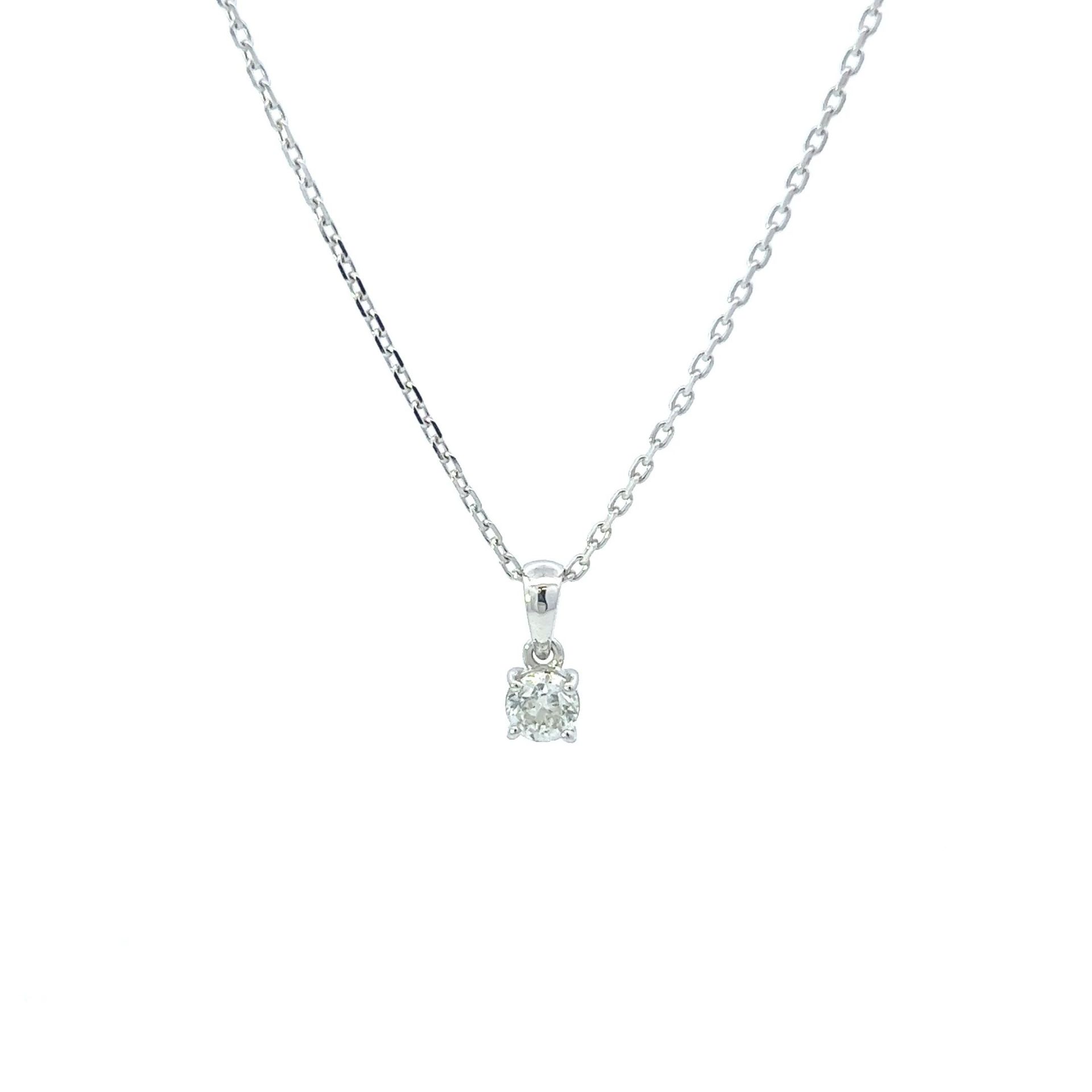RRP-£4250.00 18K WHITE GOLD DIAMOND PENDENT WITH WITH ONE ROOUND BRILLIANT CUT DIAMOND,DIAMOND WEIG